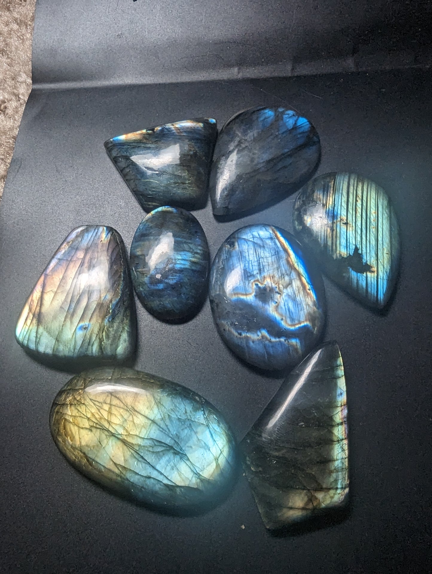 Labradorite Cabochon Lot - Super Flashy Mixed Color - 8pcs - Whole Lot