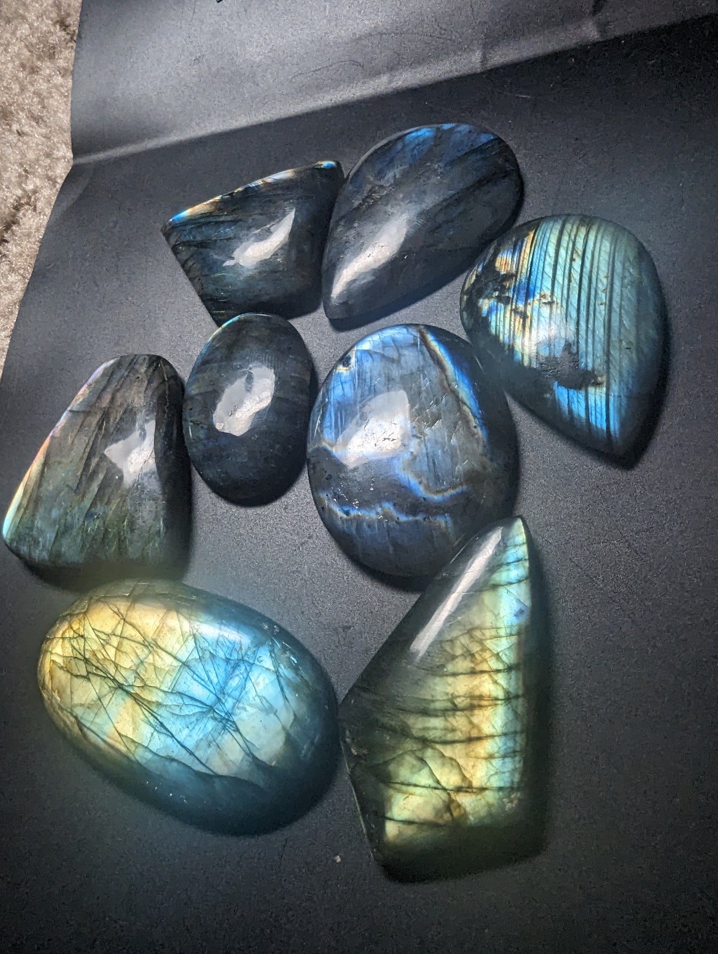 Labradorite Cabochon Lot - Super Flashy Mixed Color - 8pcs - Whole Lot