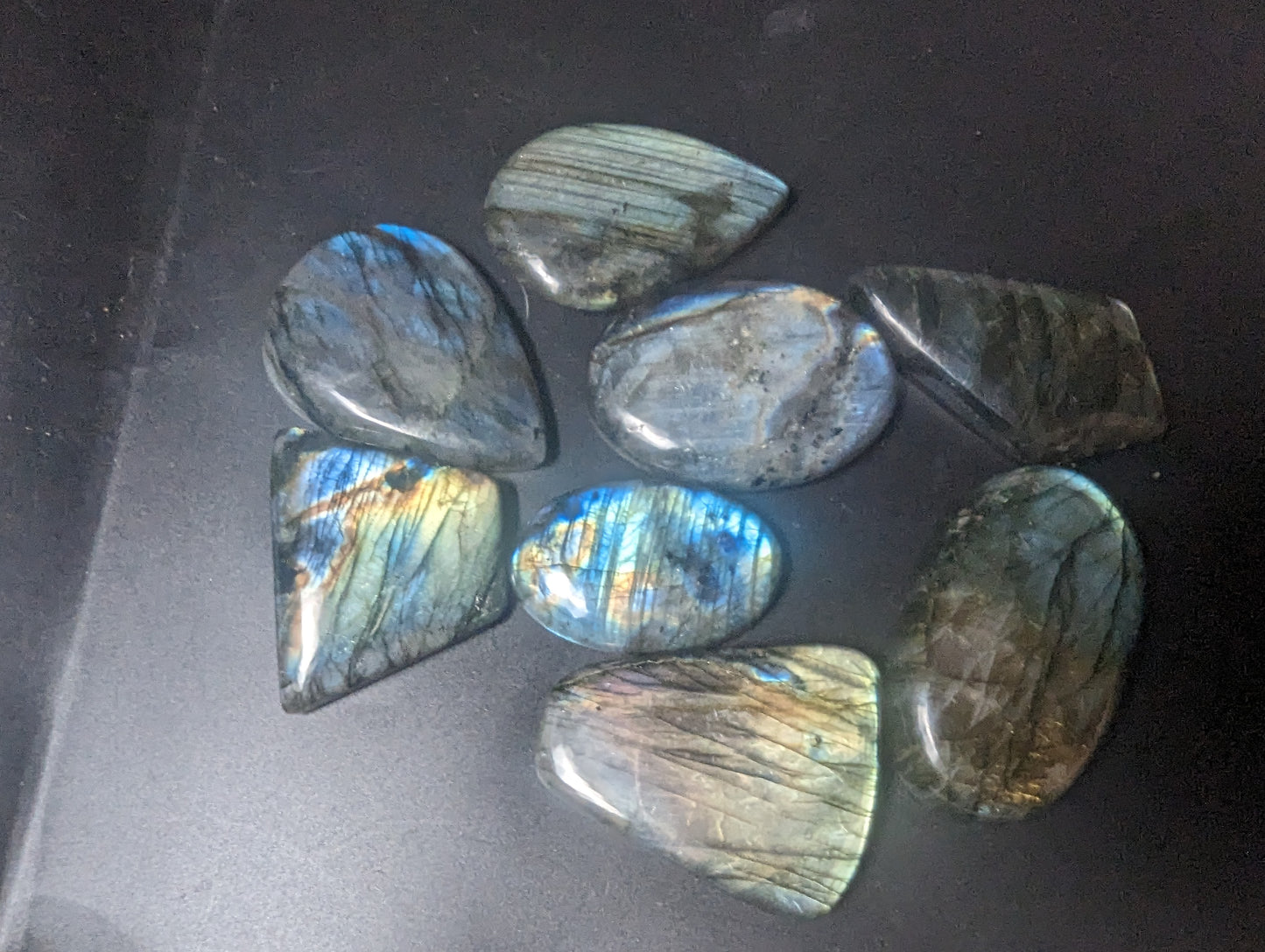 Labradorite Cabochon Lot - Super Flashy Mixed Color - 8pcs - Whole Lot