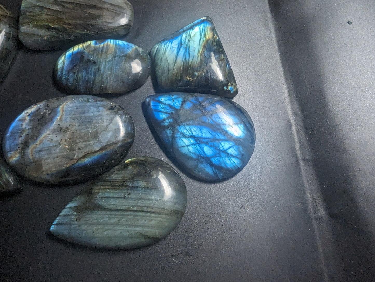 Labradorite Cabochon Lot - Super Flashy Mixed Color - 8pcs - Whole Lot