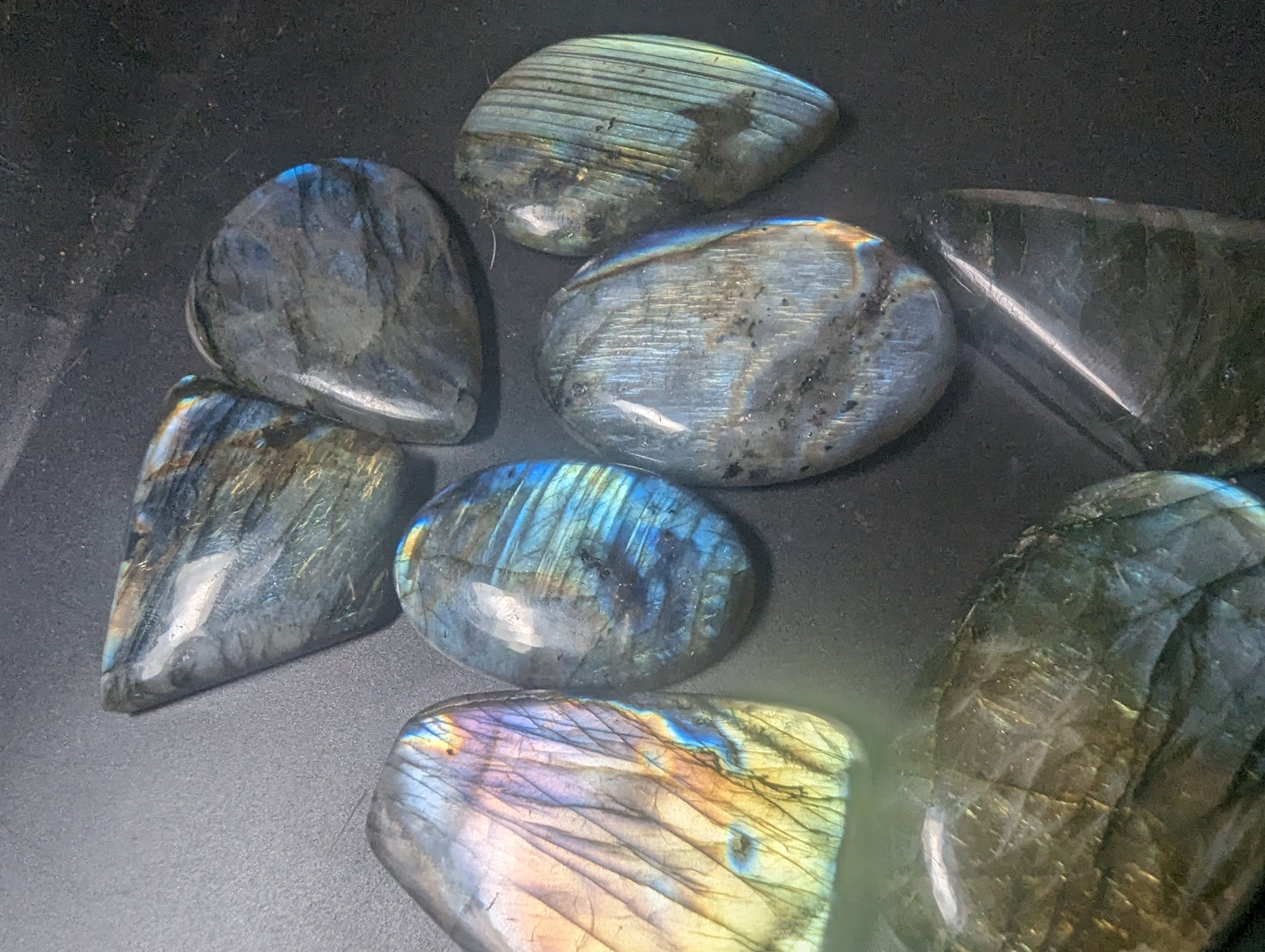 Labradorite Cabochon Lot - Super Flashy Mixed Color - 8pcs - Whole Lot