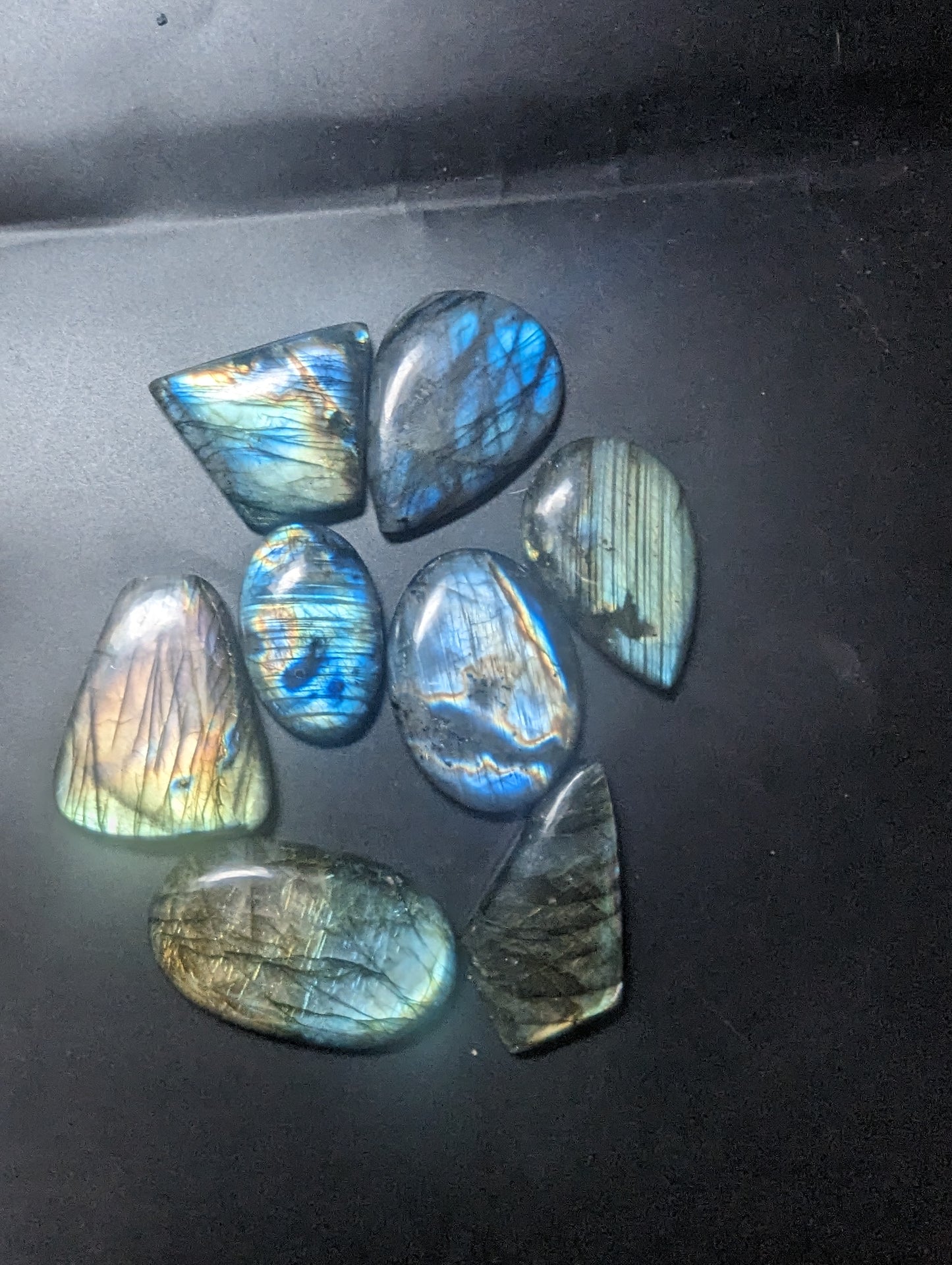 Labradorite Cabochon Lot - Super Flashy Mixed Color - 8pcs - Whole Lot