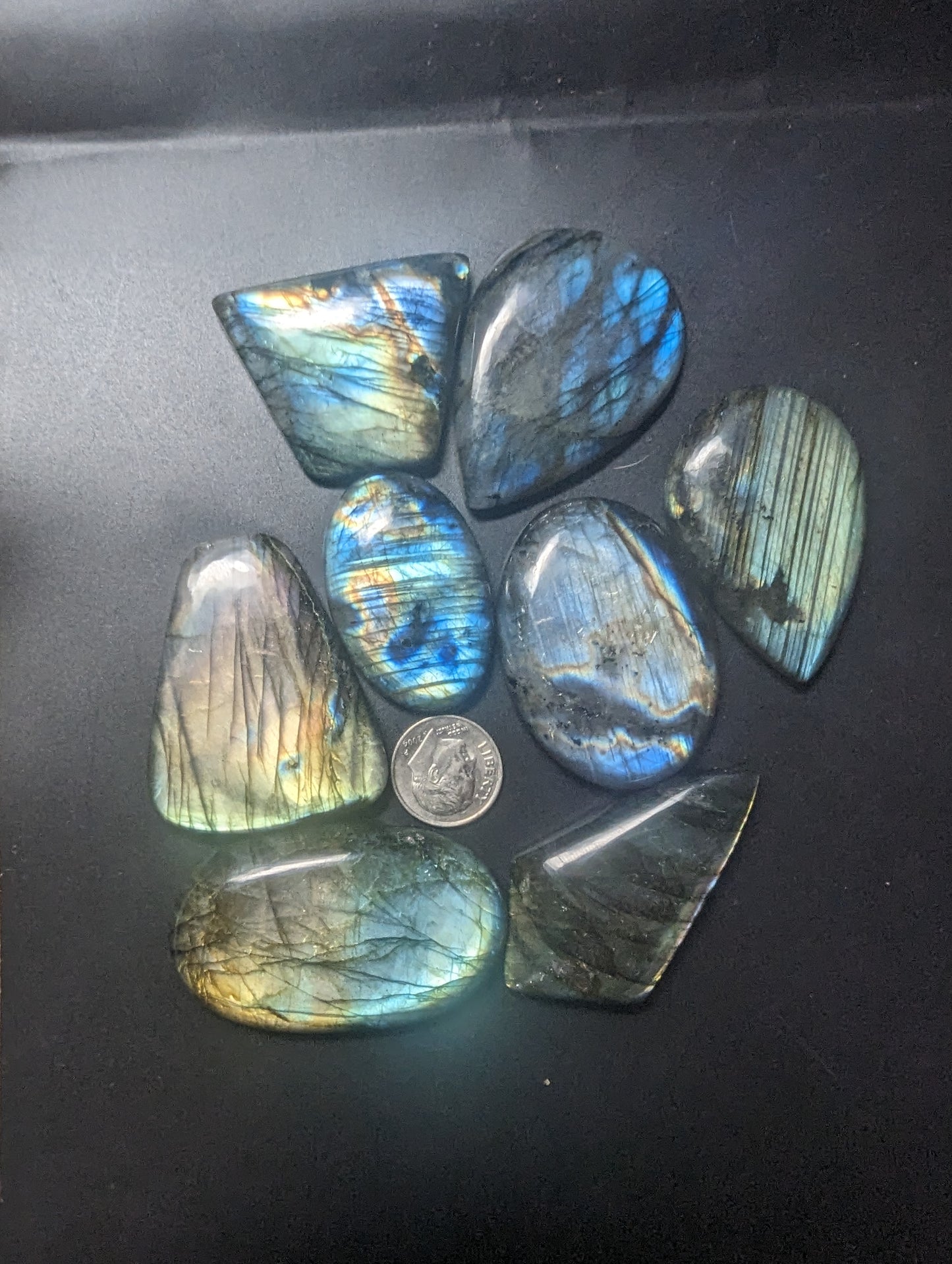 Labradorite Cabochon Lot - Super Flashy Mixed Color - 8pcs - Whole Lot