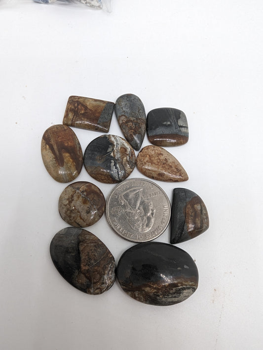 Picasso Jasper - 10pc Cabochon Lot - 125.80cts(25.20g)