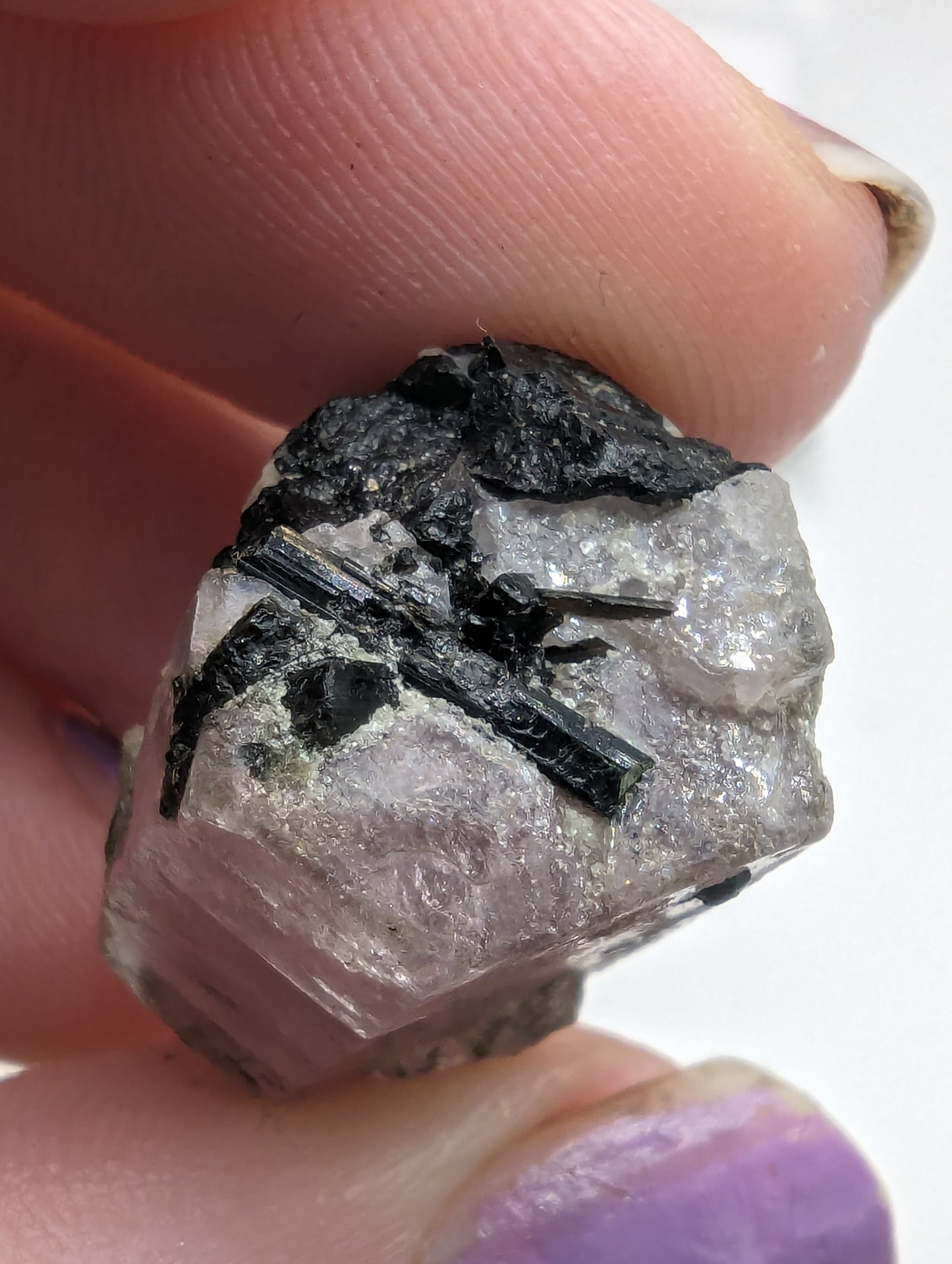 Pink Apatite w/ Schorl(Black Tourmaline) - Thumbnail Specimen - 38.20cts(7.64g)