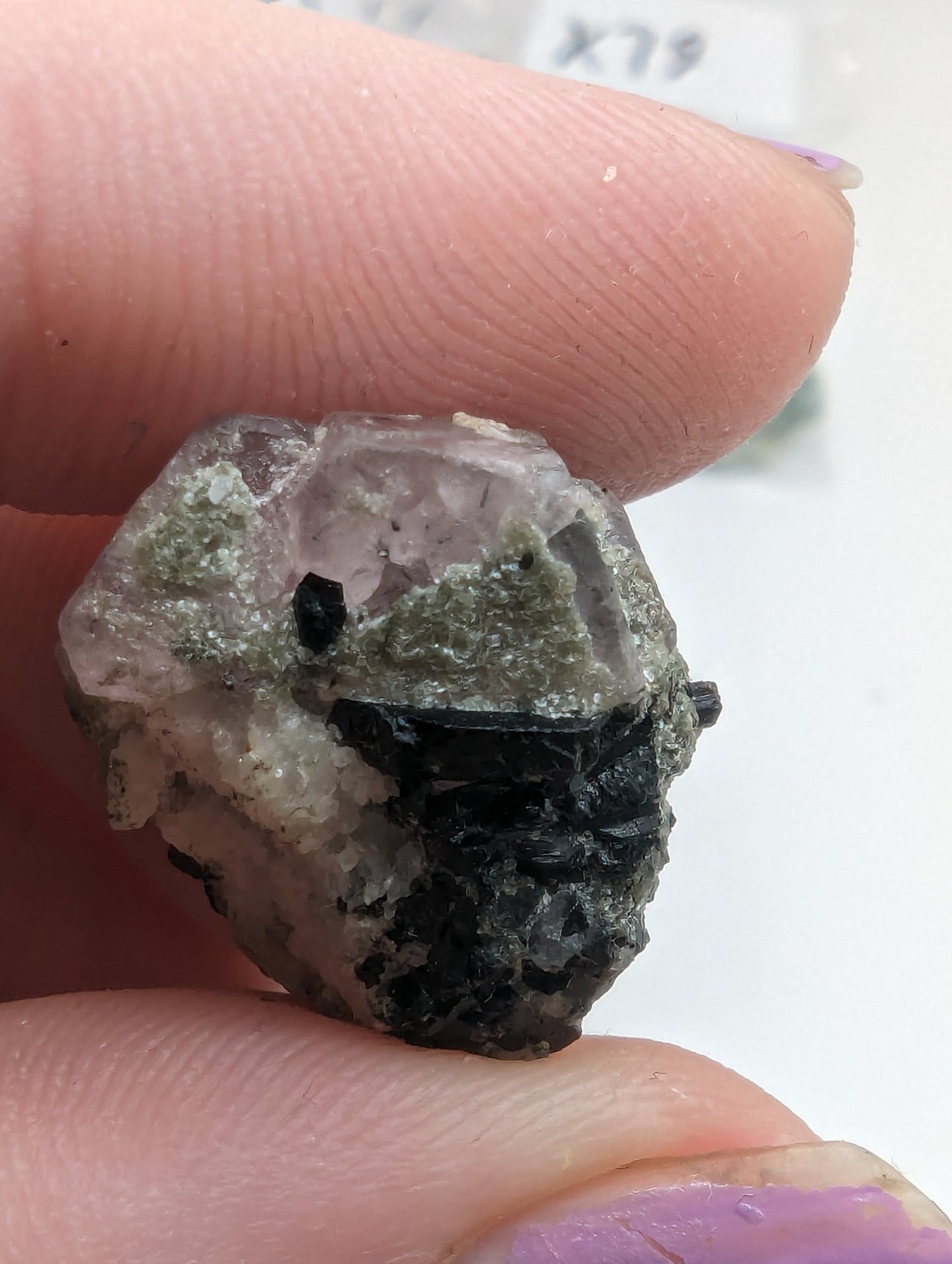 Pink Apatite w/ Schorl(Black Tourmaline) - Thumbnail Specimen - 38.20cts(7.64g)