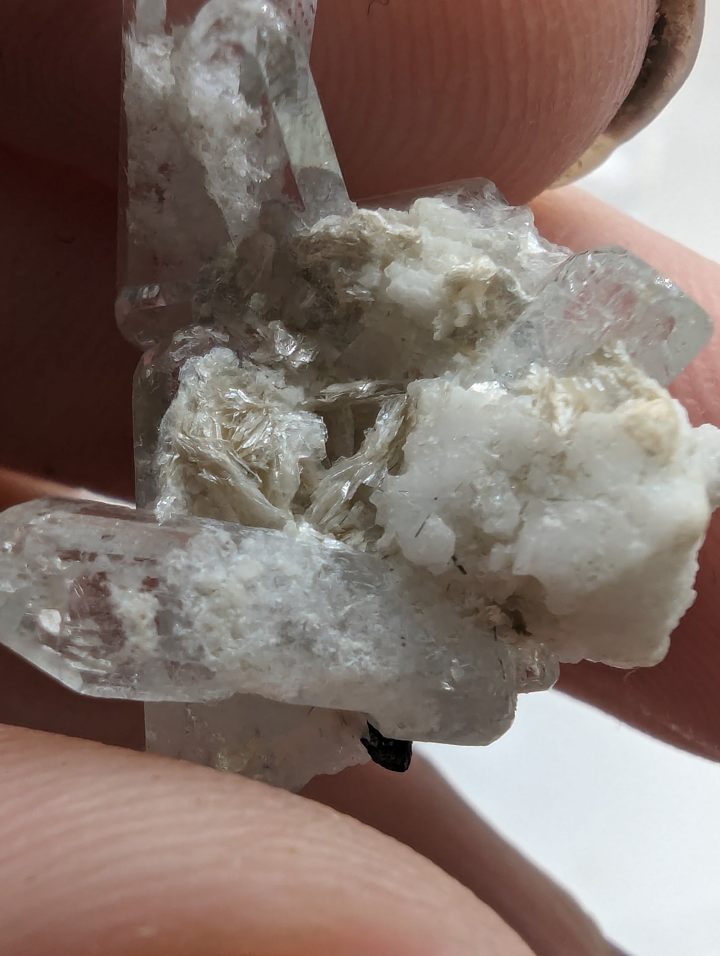 Aquamarine Cluster - Combined With Myca, Calcite, and Schorl - Thumbnail Specimen