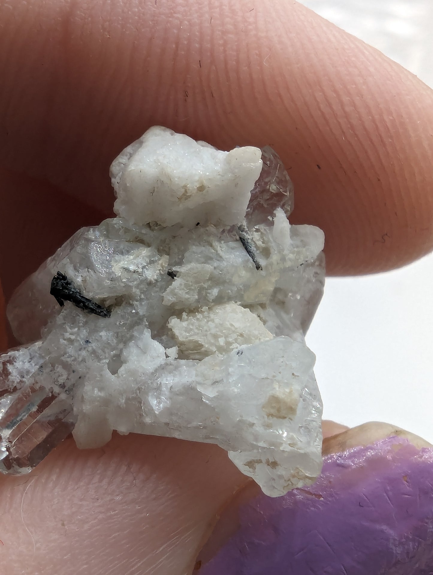 Aquamarine Cluster - Combined With Myca, Calcite, and Schorl - Thumbnail Specimen