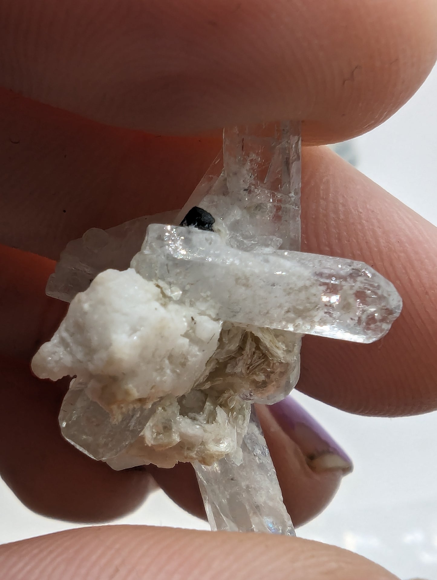 Aquamarine Cluster - Combined With Myca, Calcite, and Schorl - Thumbnail Specimen