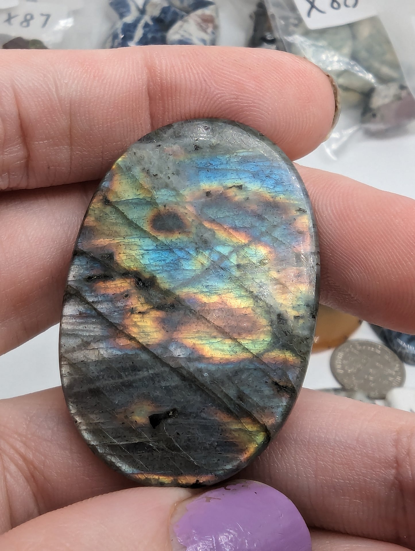 Purple Labradorite Cabochon - Unique Flash - 108.55cts(21.70g)