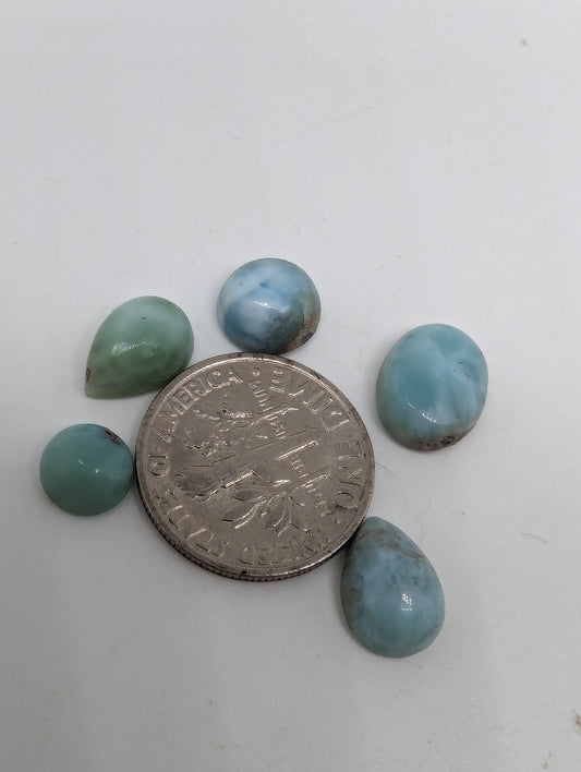 Larimar Cabochons Lot - 5pcs jewelry size - 11.75cts(2.35g)