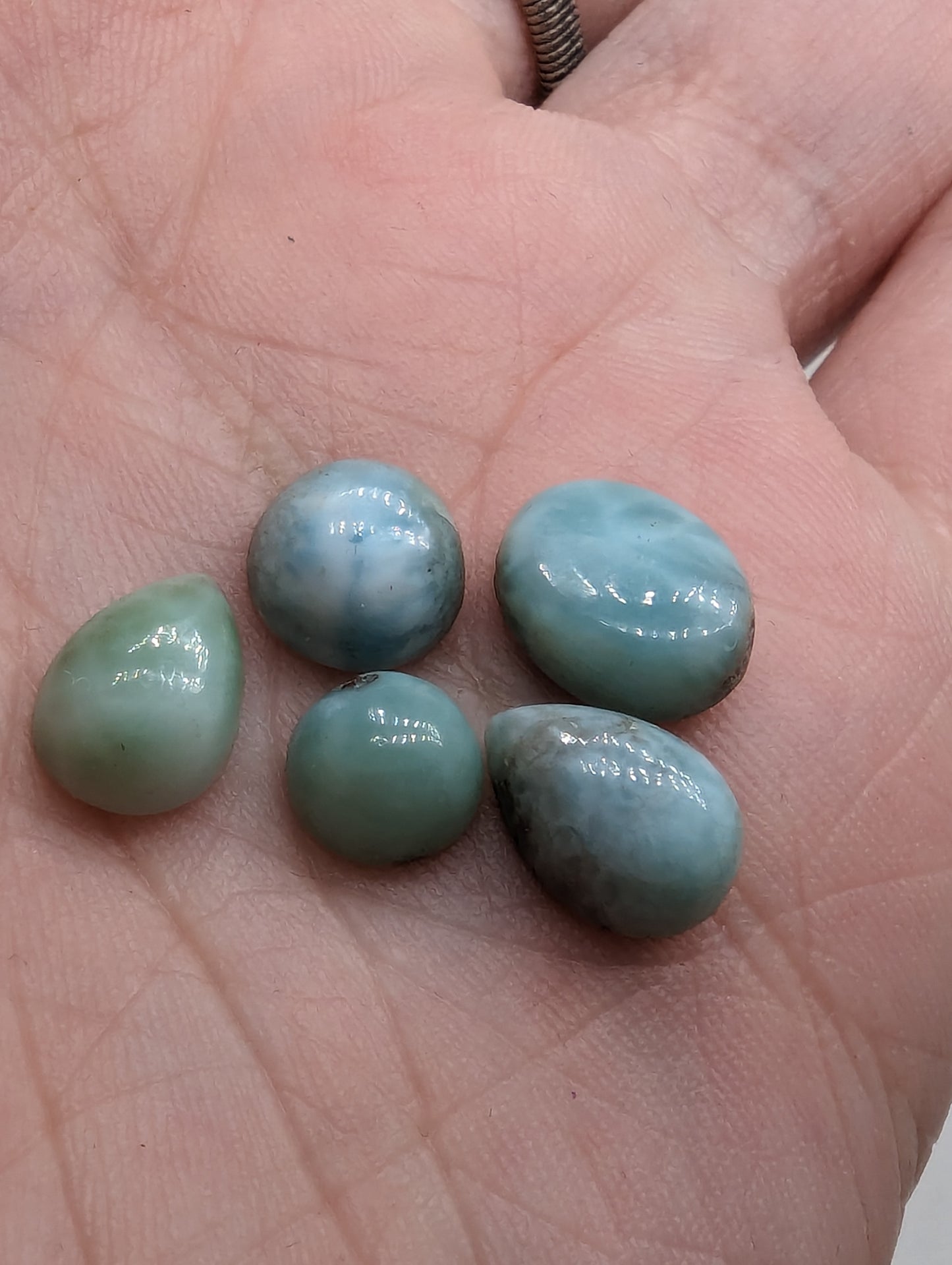 Larimar Cabochons Lot - 5pcs jewelry size - 11.75cts(2.35g)