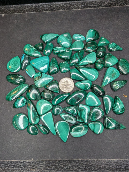 Malachite Cabochons - Jewelry Sized - Random Pulls - V37