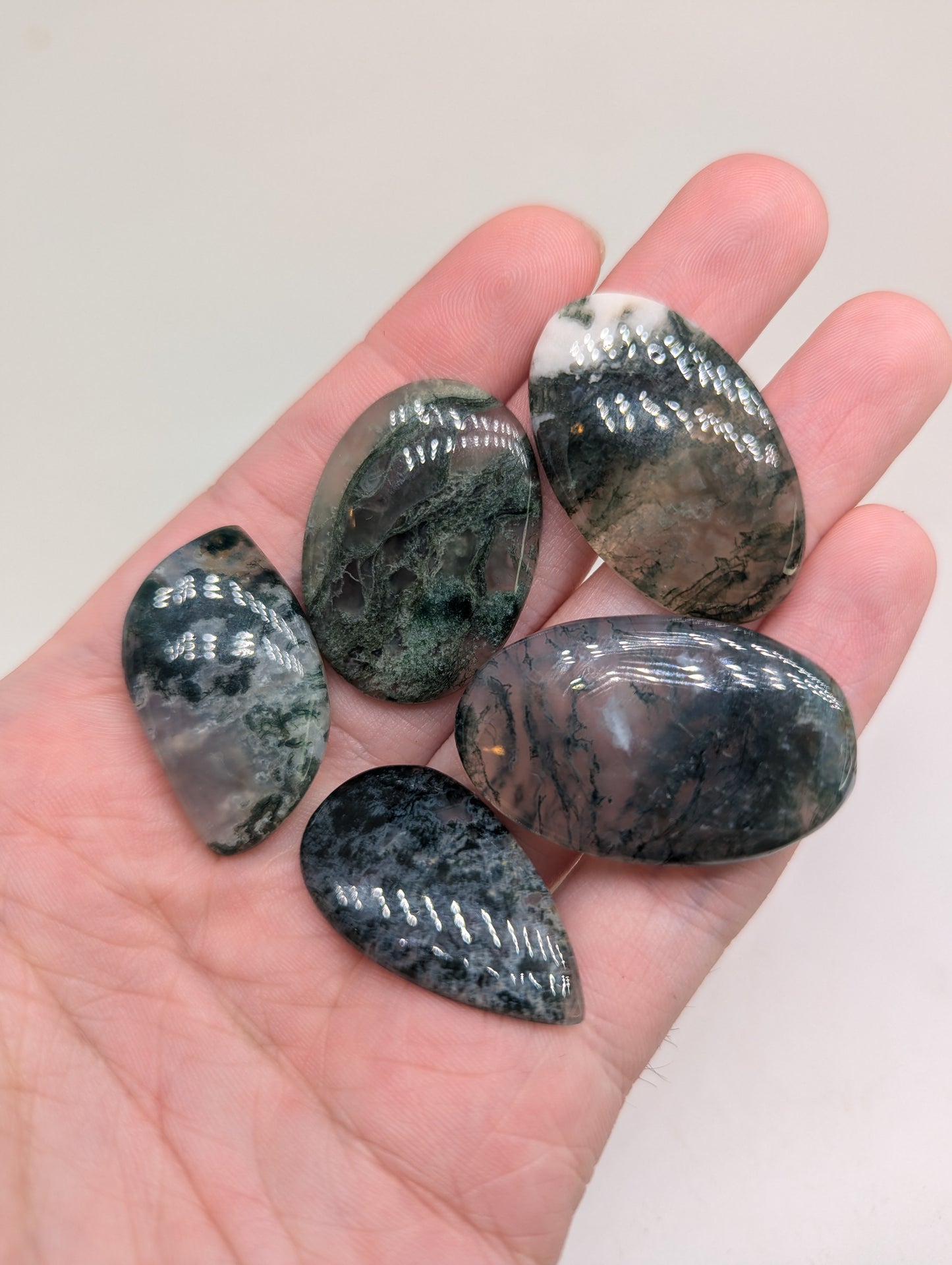 Moss Agate Cabochon Lot - 5pcs - 201.75cts(40.35g) - v50