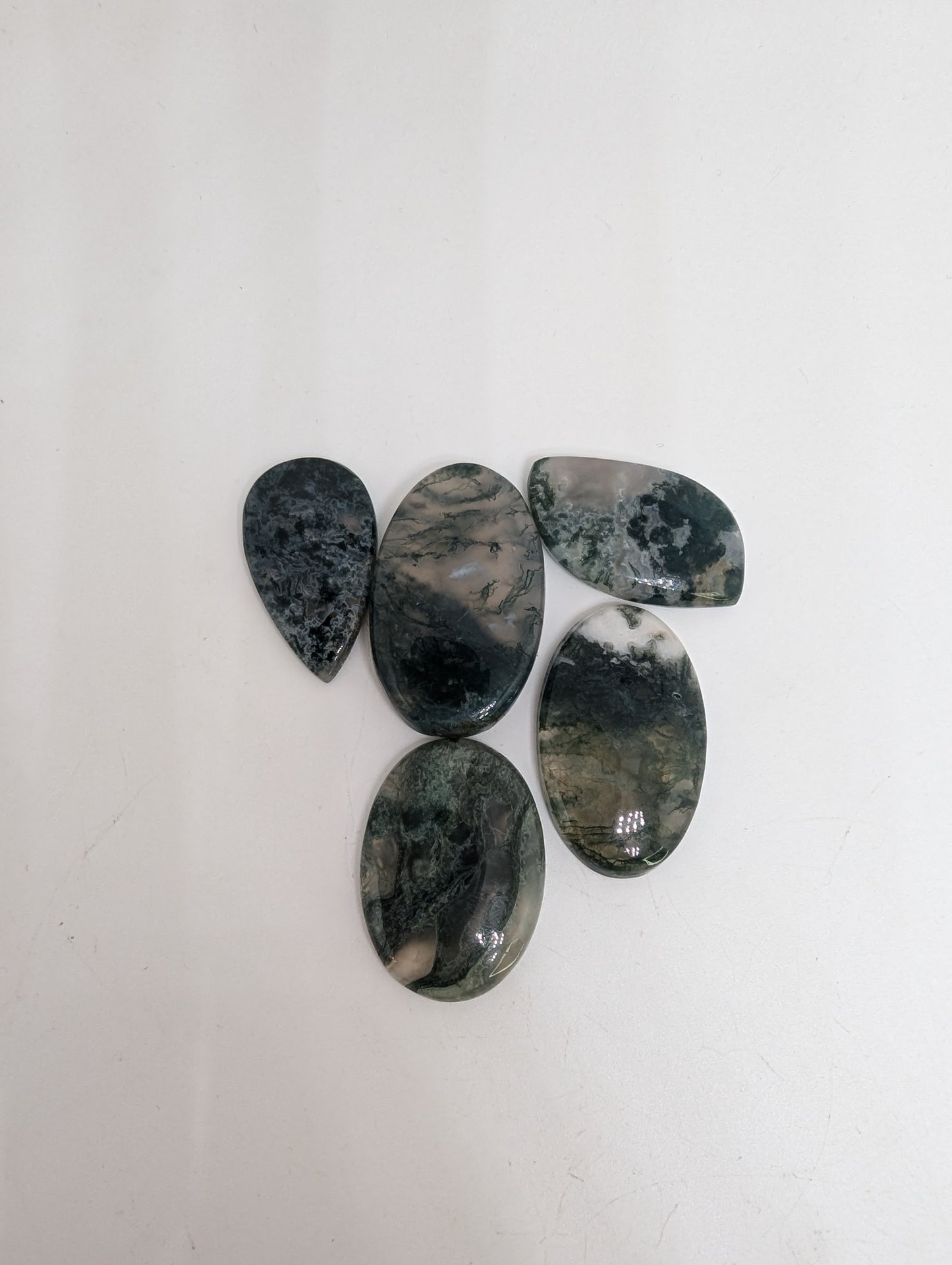 Moss Agate Cabochon Lot - 5pcs - 201.75cts(40.35g) - v50