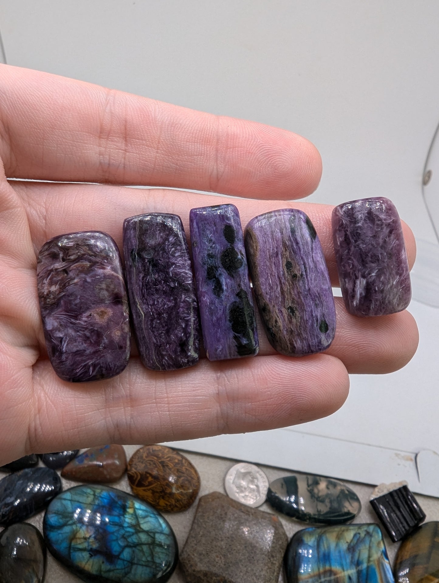 Charoite Cabochon Lot - 5pcs - Rectangles - 105.60cts(21.12g) - V52