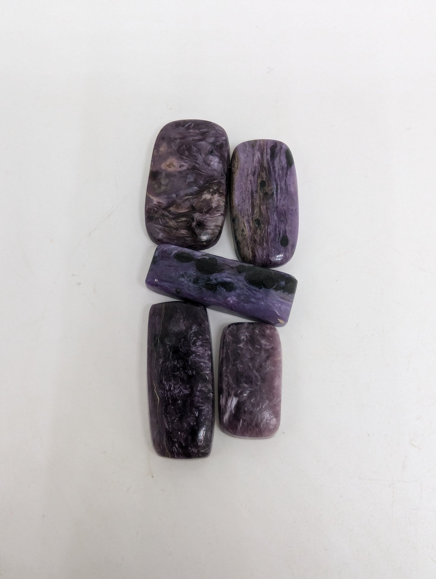 Charoite Cabochon Lot - 5pcs - Rectangles - 105.60cts(21.12g) - V52