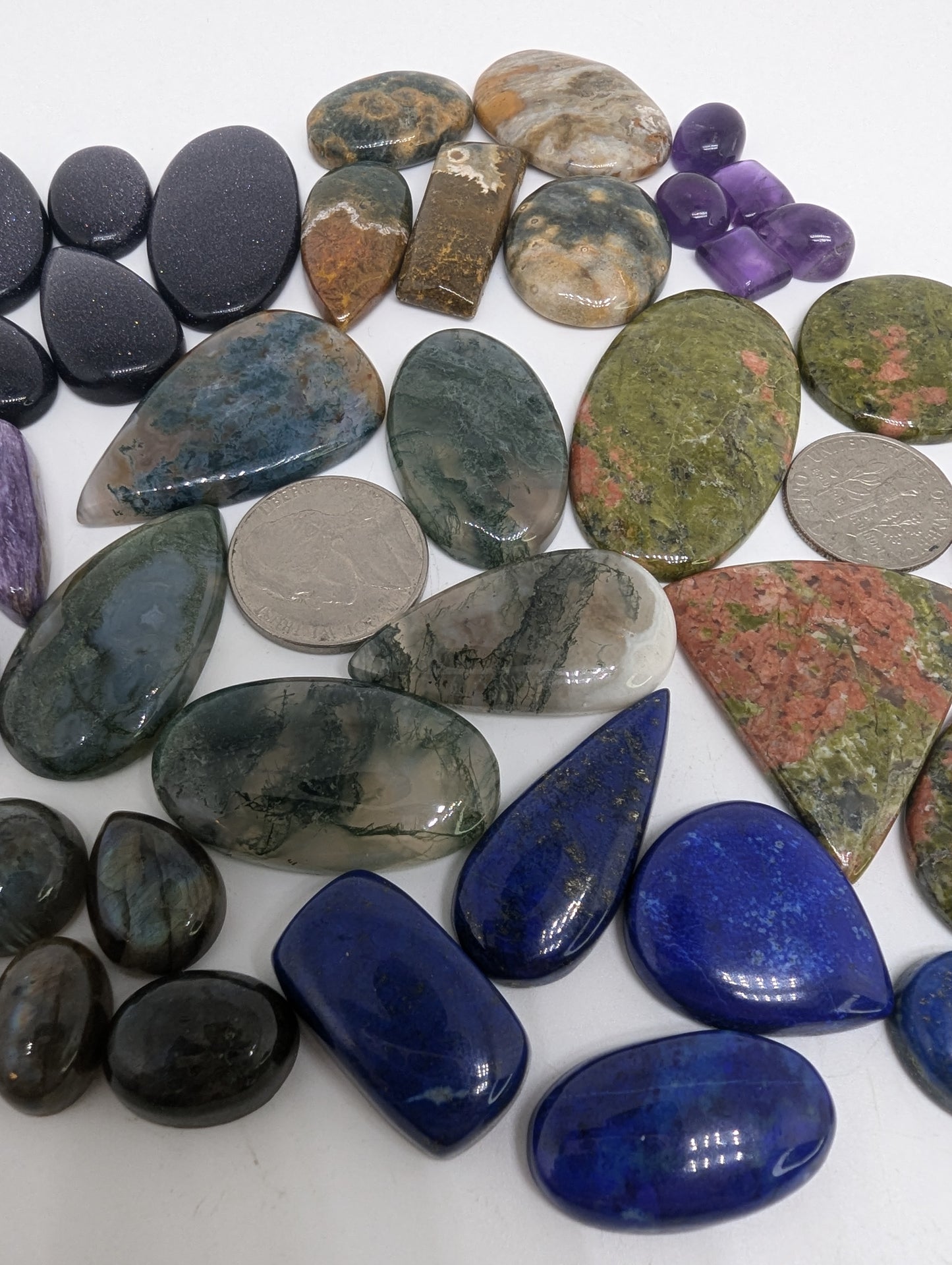 Mixed Cabochon Lot - 40pcs total - Mix Size and Shape - V56