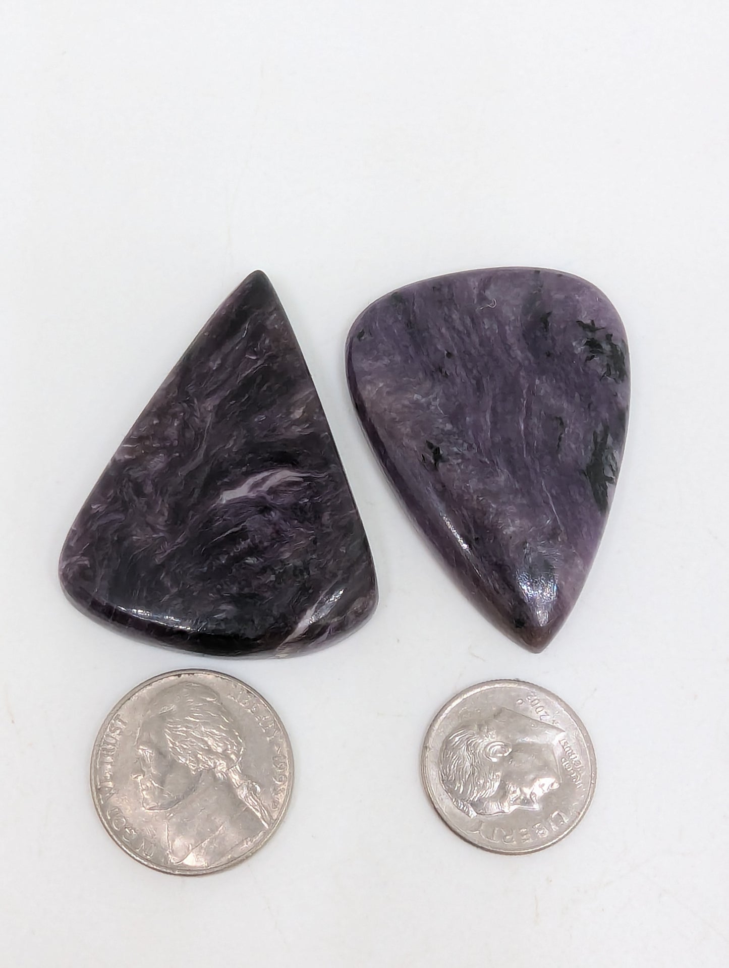 Charoite Cabochons - 2pcs - Pears - 138.95cts(27.79g) - V58