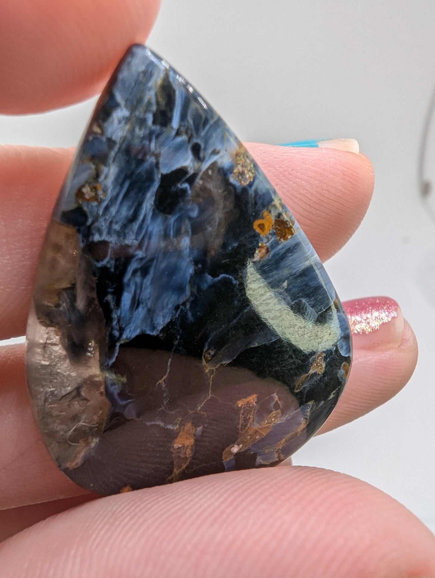 Pietersite Cabochon - Pear Cut - Flashy Blue - 38.55cts(7.71g) - V60