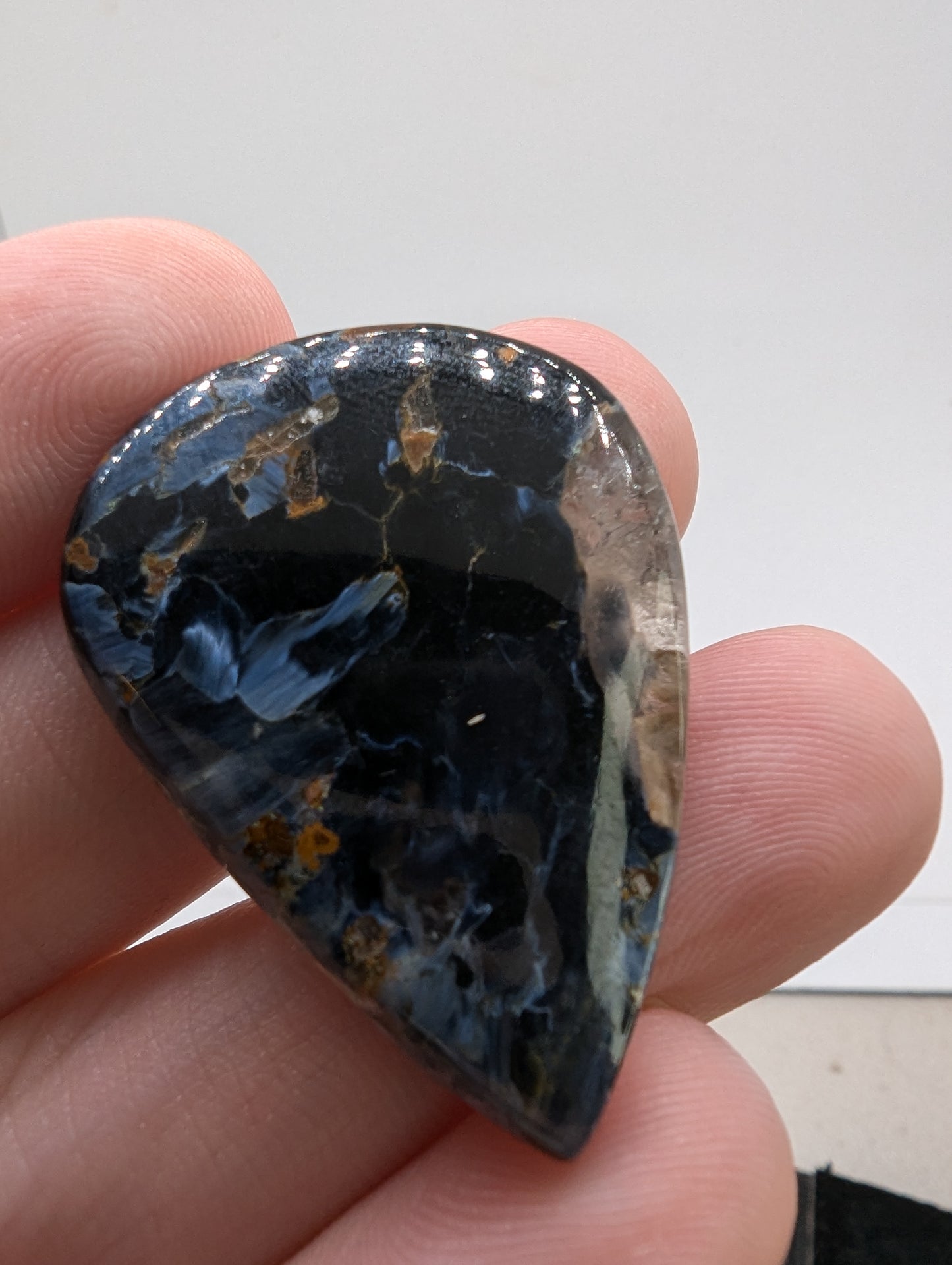 Pietersite Cabochon - Pear Cut - Flashy Blue - 38.55cts(7.71g) - V60