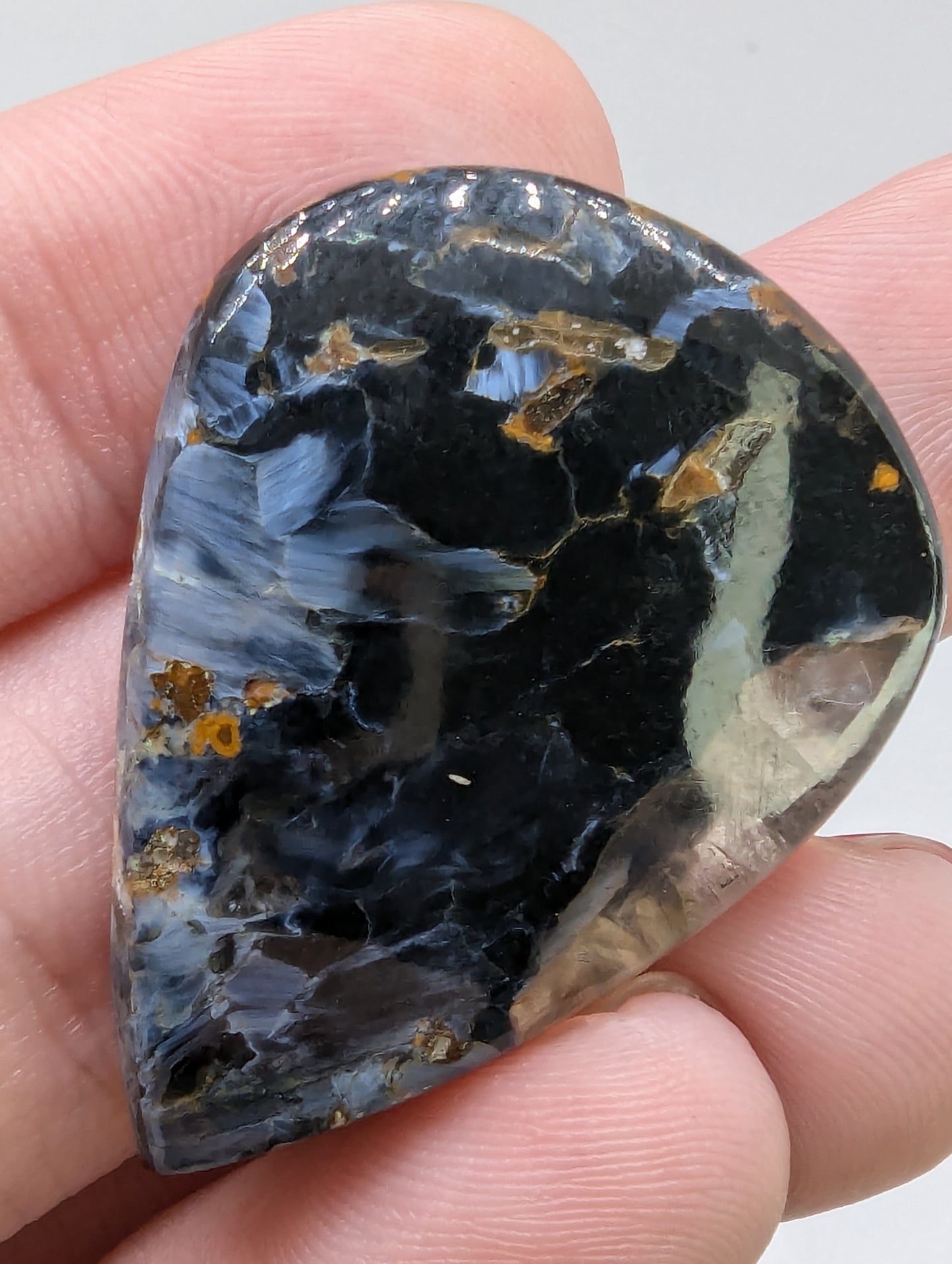 Pietersite Cabochon - Pear Cut - Flashy Blue - 38.55cts(7.71g) - V60