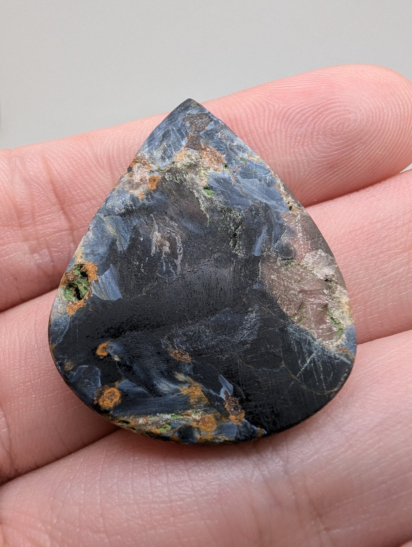 Pietersite Cabochon - Pear Cut - Flashy Blue - 38.55cts(7.71g) - V60