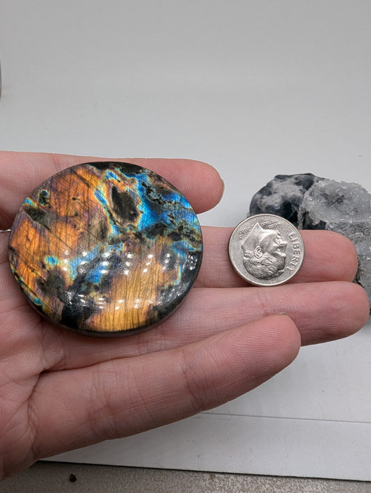 Labradorite Cabochon - Sunset Flash - 161.40cts(32.28g) - 45mm round - v62