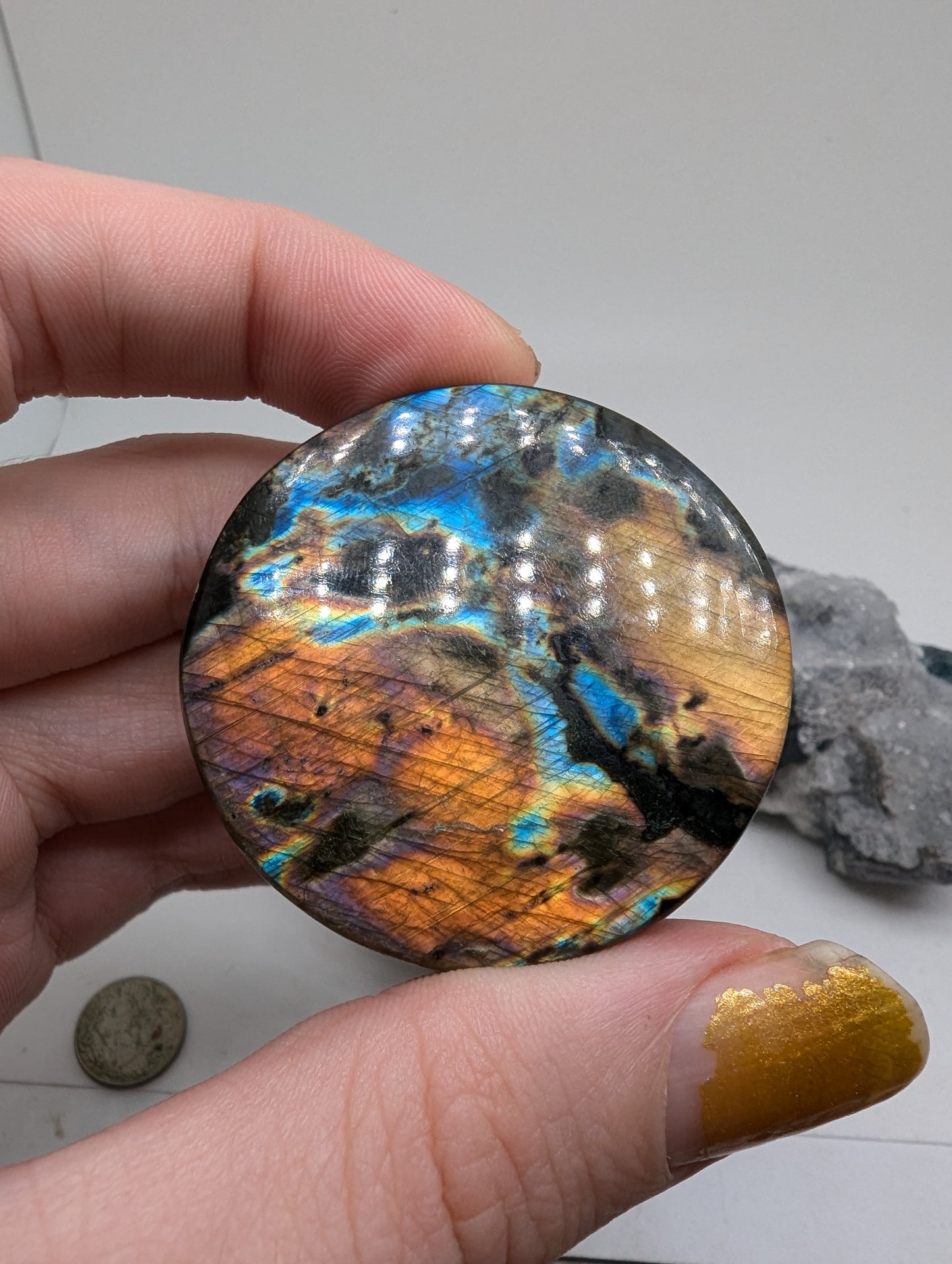 Labradorite Cabochon - Sunset Flash - 161.40cts(32.28g) - 45mm round - v62