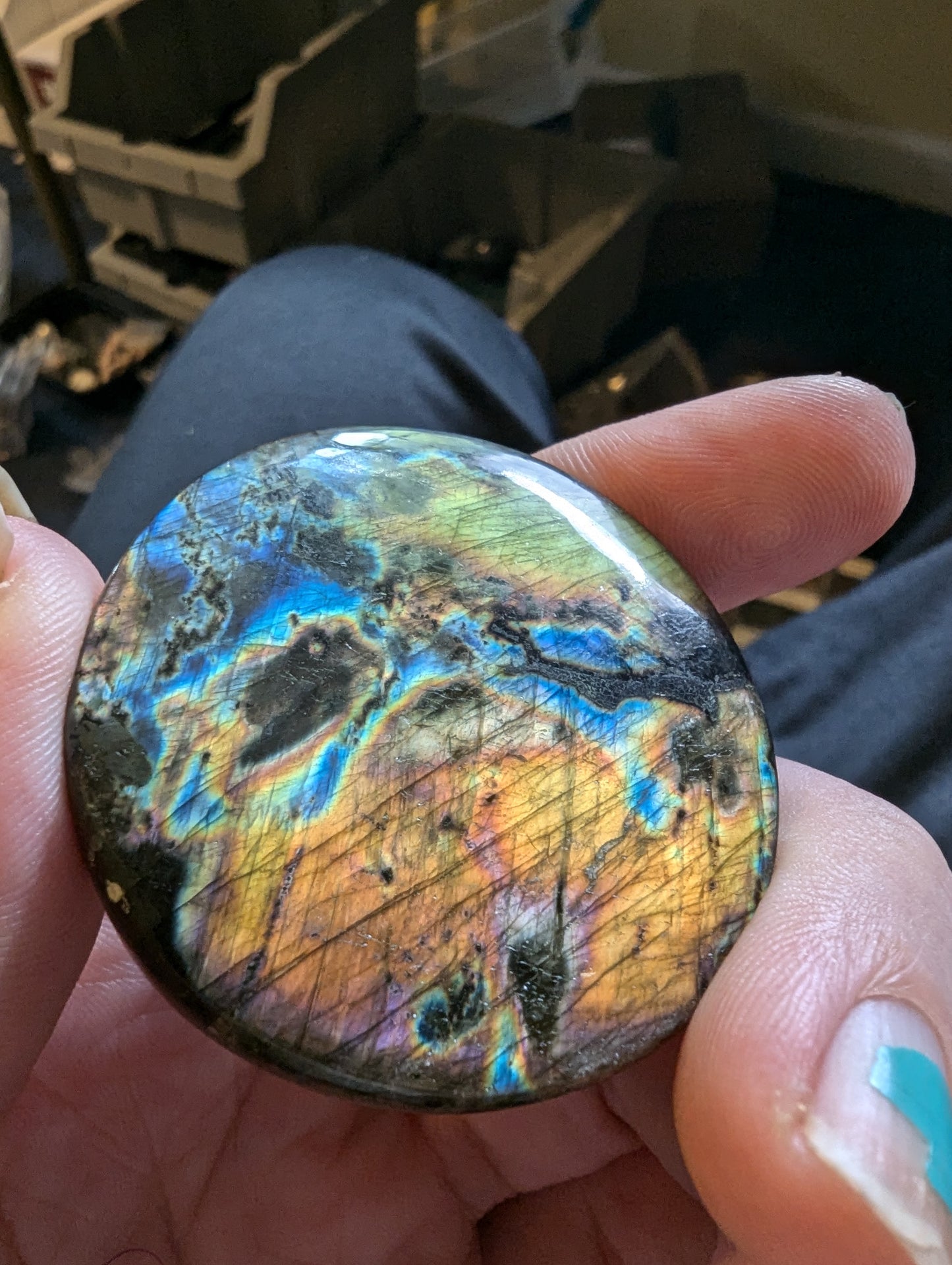 Labradorite Cabochon - Sunset Flash - 161.40cts(32.28g) - 45mm round - v62