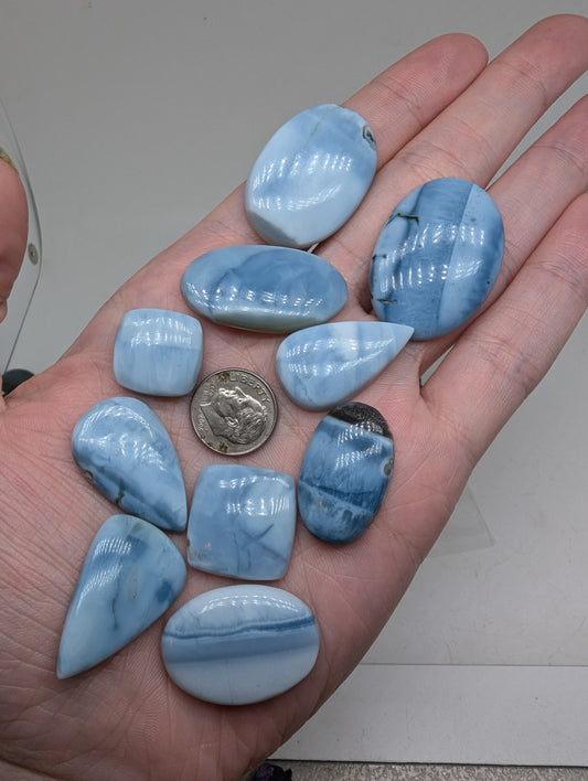 Blue Opal Cabochons Lot - 10pcs - 216cts(43.20g) - Mixed Shape - V70