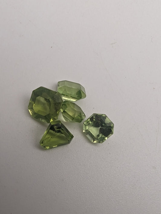 Peridot Facet Lot - 5pcs - 4.75cts - Whole Lot