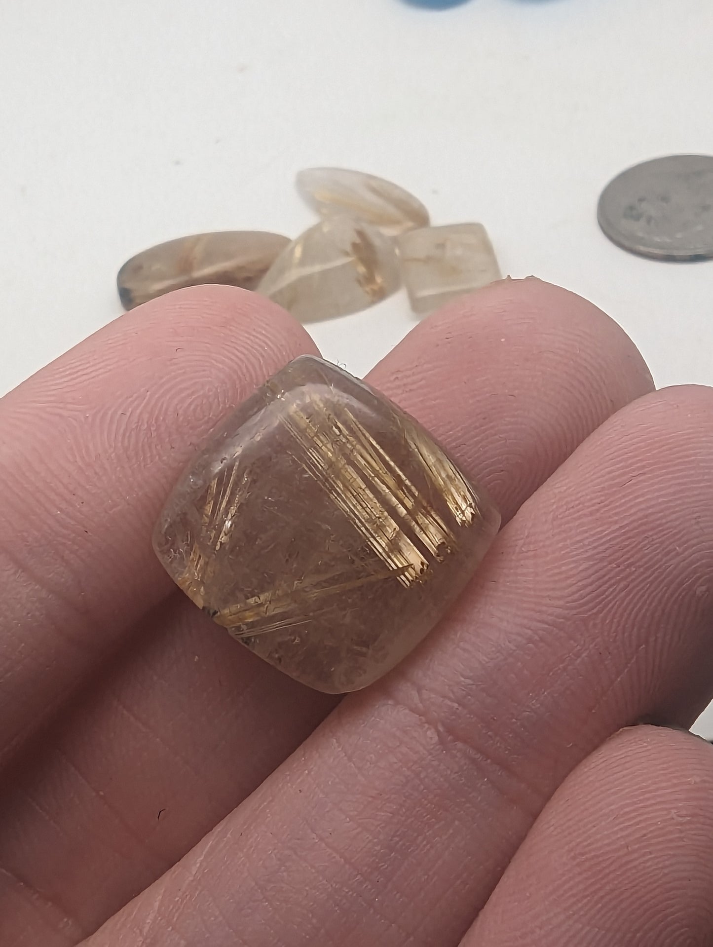 Rutilated Quartz(gold) Cabochon Lot - 8pcs - 16.7g(83.5cts) - Whole Lot