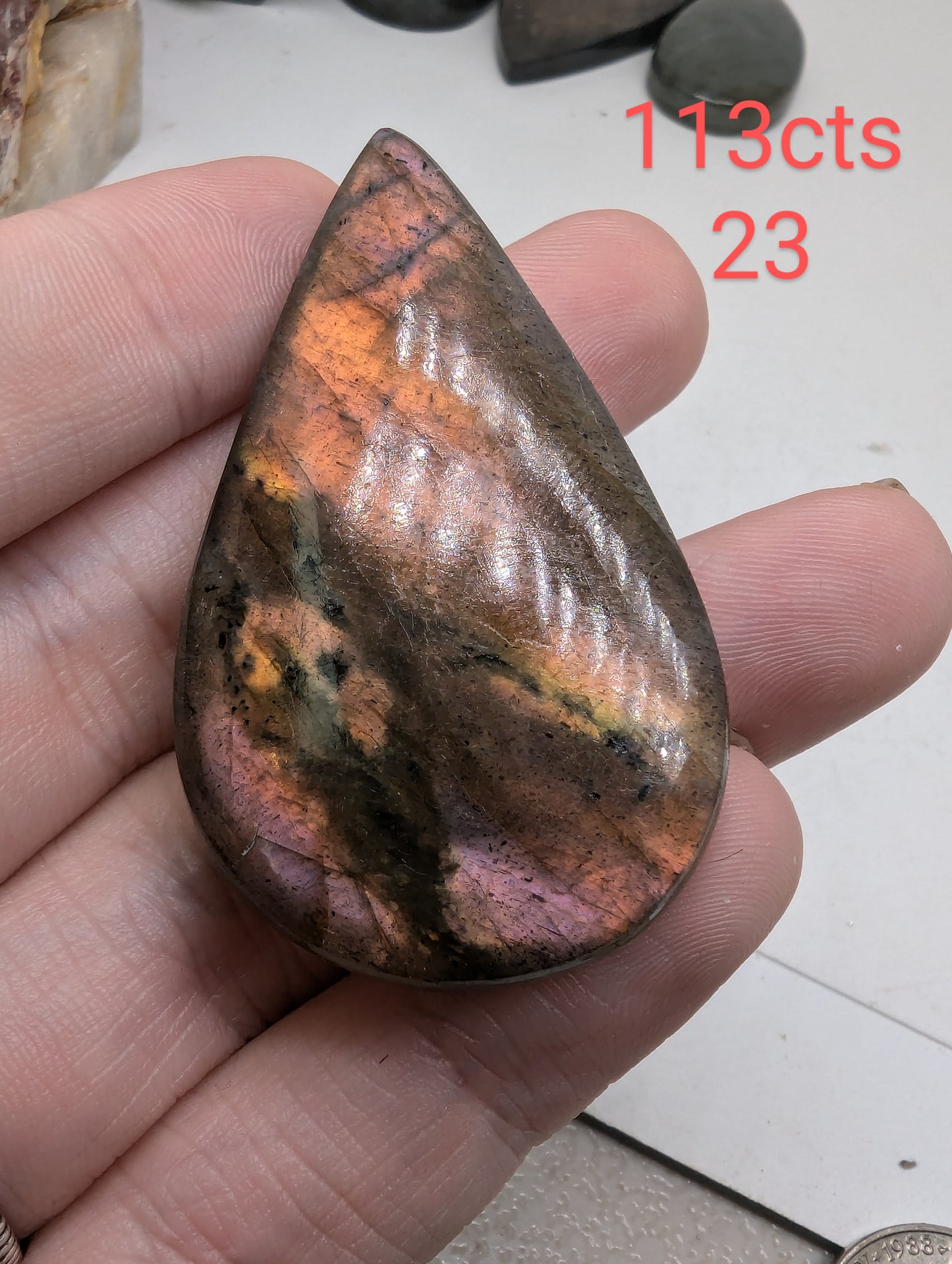 Sunset Labradorite Cabochons - 30mm+ - AAA flash - Rainbow Flash