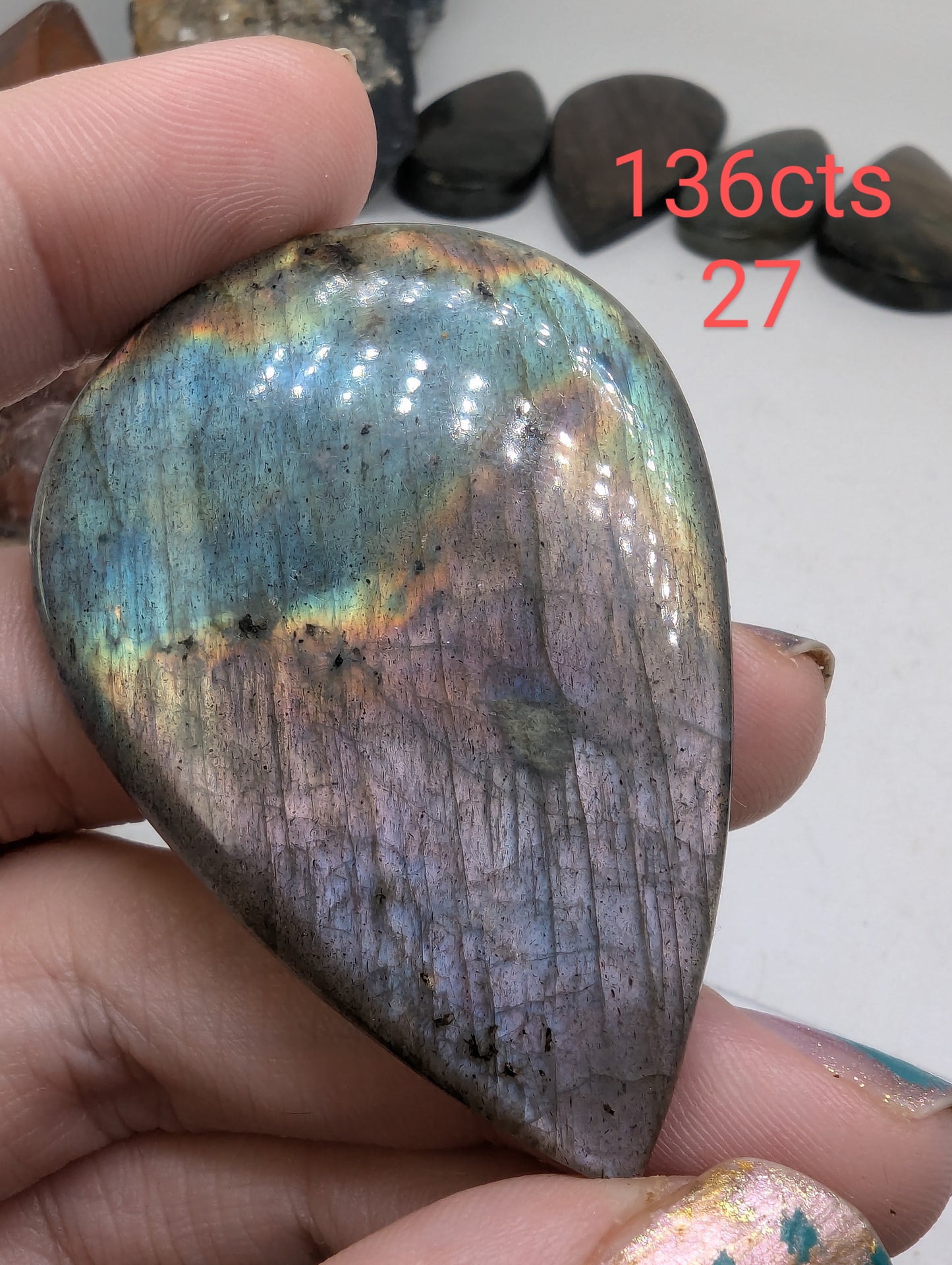 Sunset Labradorite Cabochons - 30mm+ - AAA flash - Rainbow Flash