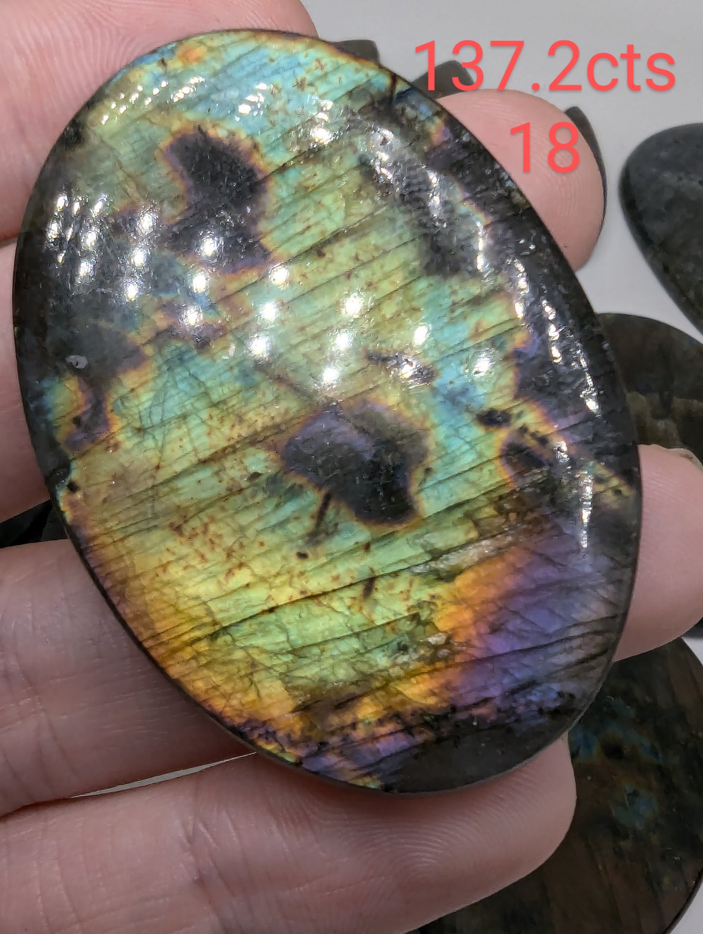 Sunset Labradorite Cabochons - 30mm+ - AAA flash - Rainbow Flash