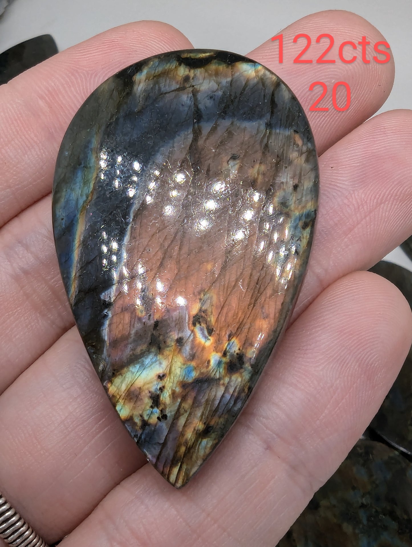 Sunset Labradorite Cabochons - 30mm+ - AAA flash - Rainbow Flash