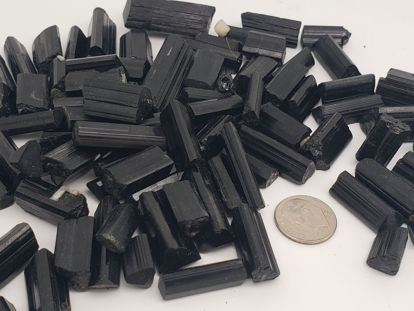 Black Tourmaline Rods - Top Luster - Natural Terminations Mixed In - Defined Striations - Jewelry Grade