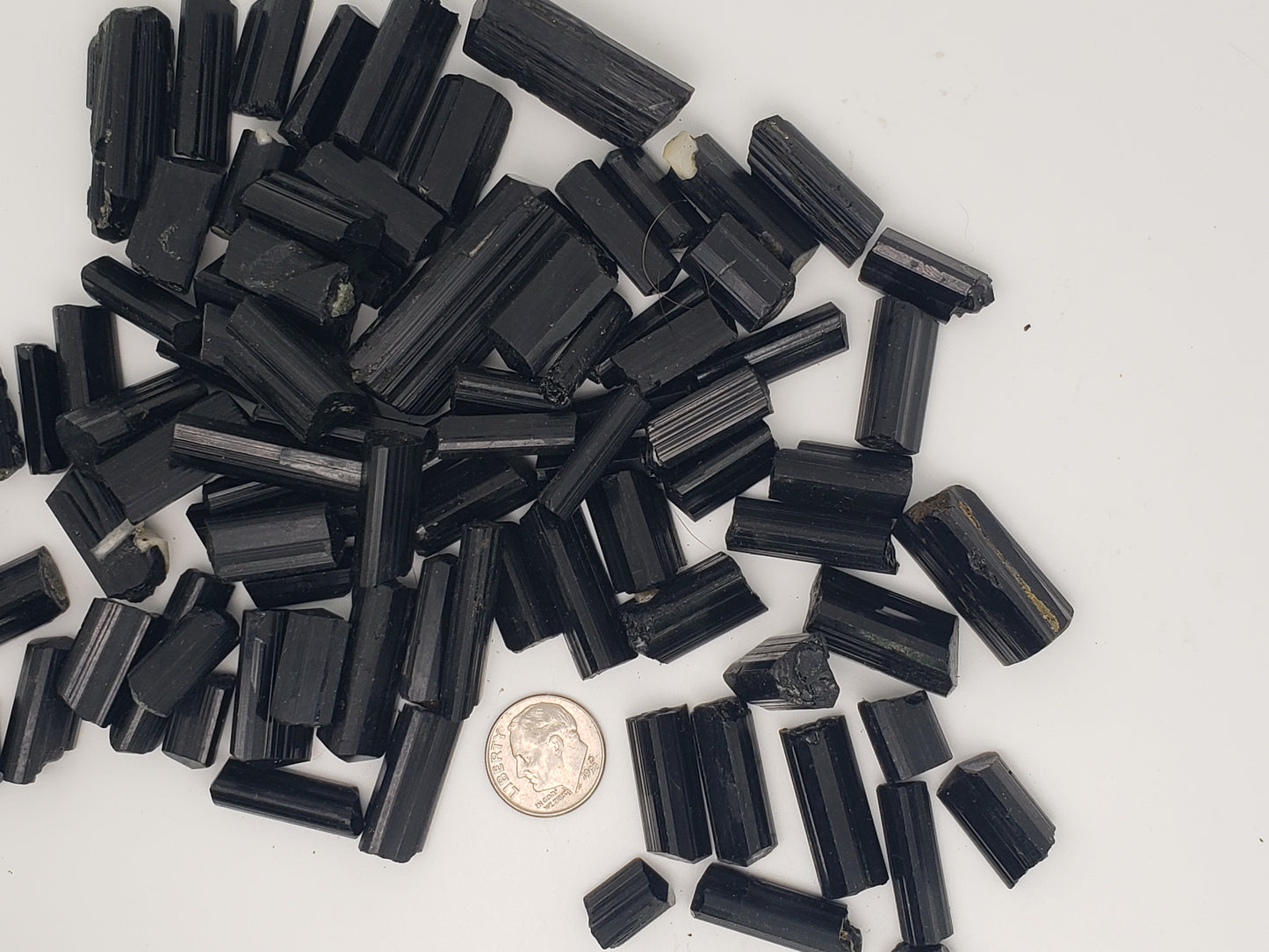 Black Tourmaline Rods - Top Luster - Natural Terminations Mixed In - Defined Striations - Jewelry Grade