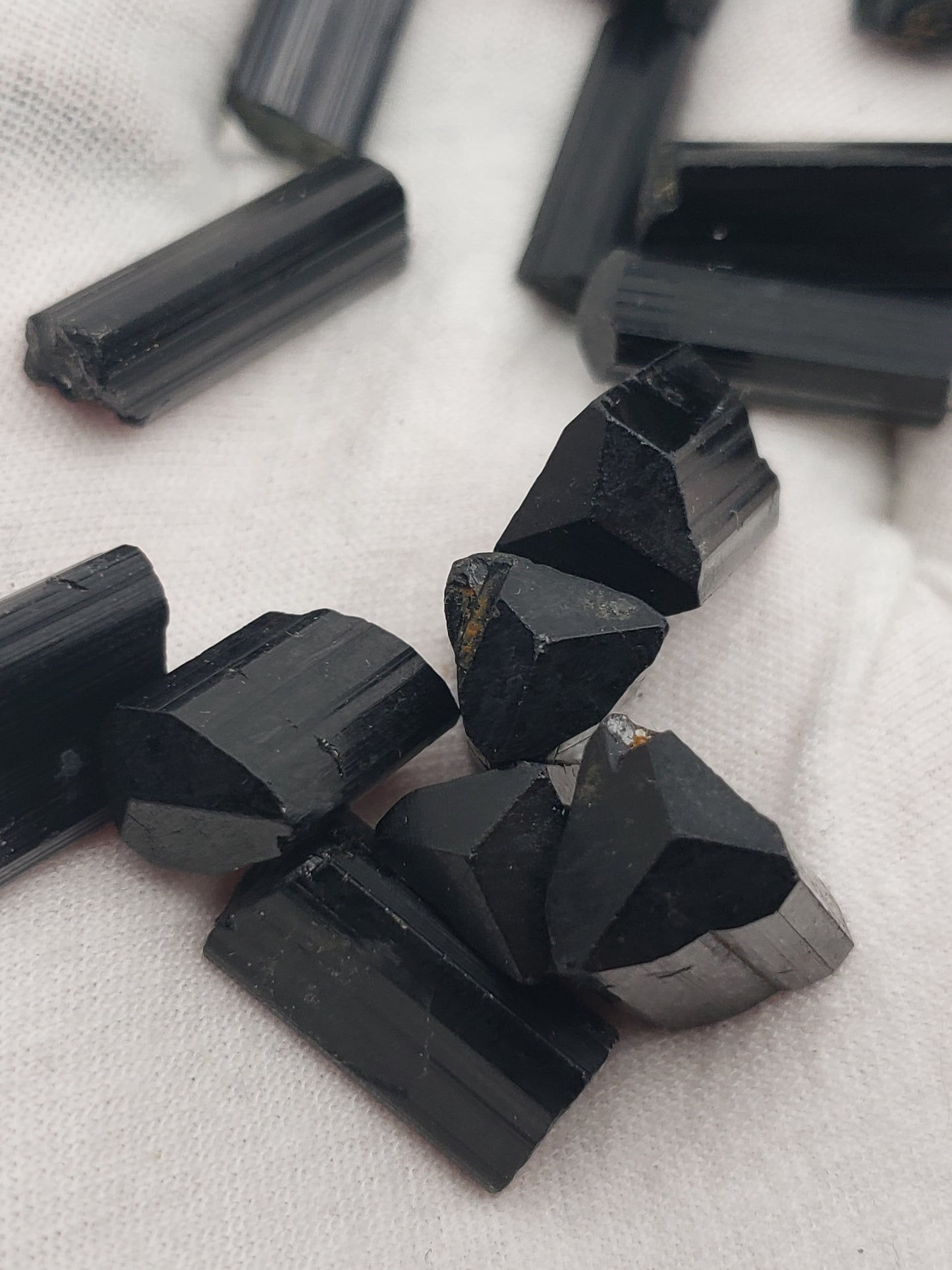 Black Tourmaline Rods - Top Luster - Natural Terminations Mixed In - Defined Striations - Jewelry Grade