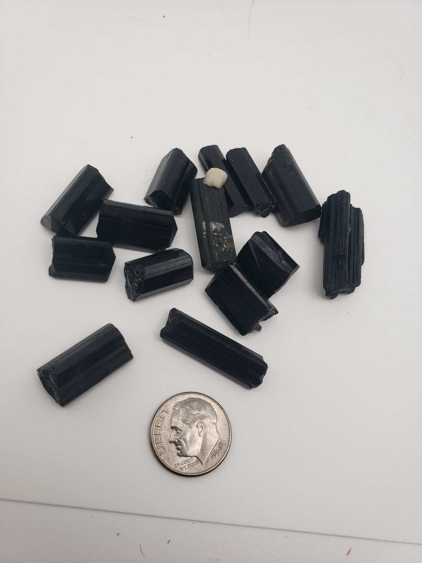 Black Tourmaline Rods - Top Luster - Natural Terminations Mixed In - Defined Striations - Jewelry Grade