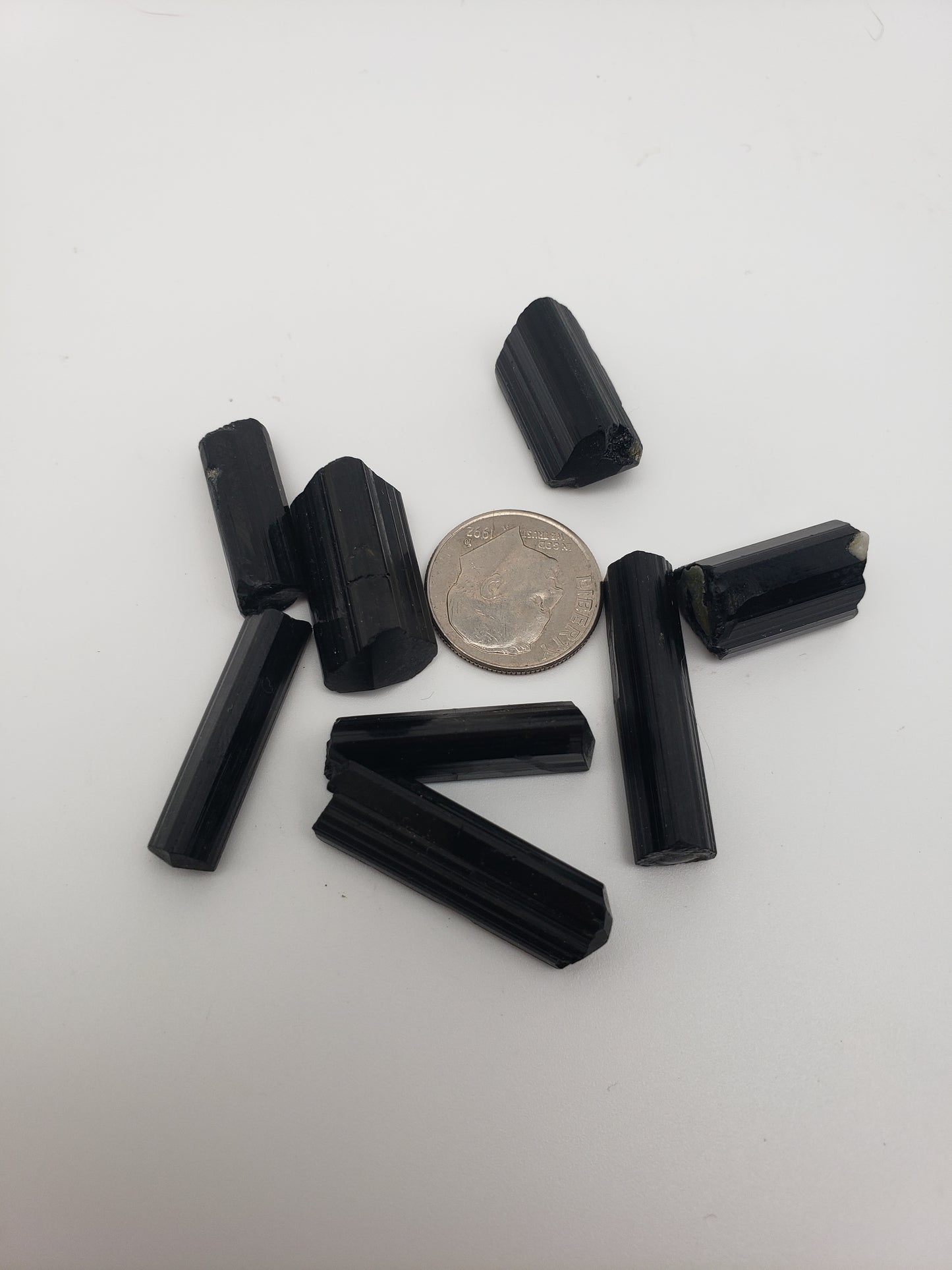 Black Tourmaline Rods - Top Luster - Natural Terminations Mixed In - Defined Striations - Jewelry Grade