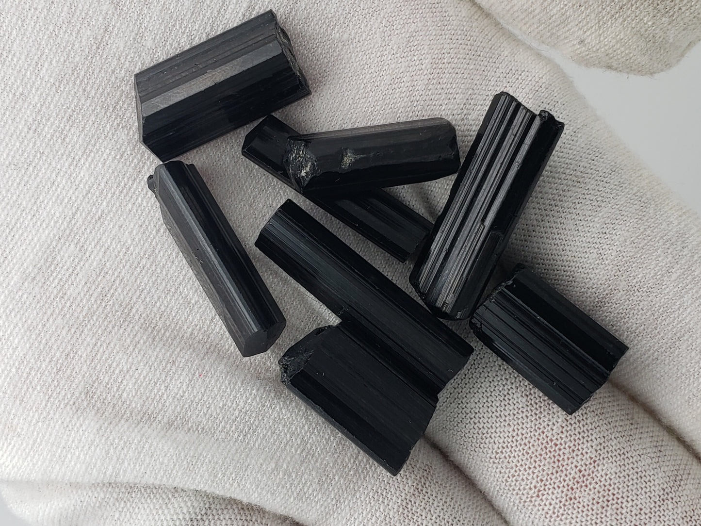 Black Tourmaline Rods - Top Luster - Natural Terminations Mixed In - Defined Striations - Jewelry Grade