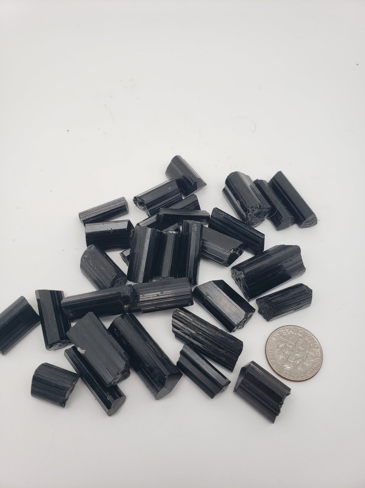 Black Tourmaline Rods - Top Luster - Natural Terminations Mixed In - Defined Striations - Jewelry Grade