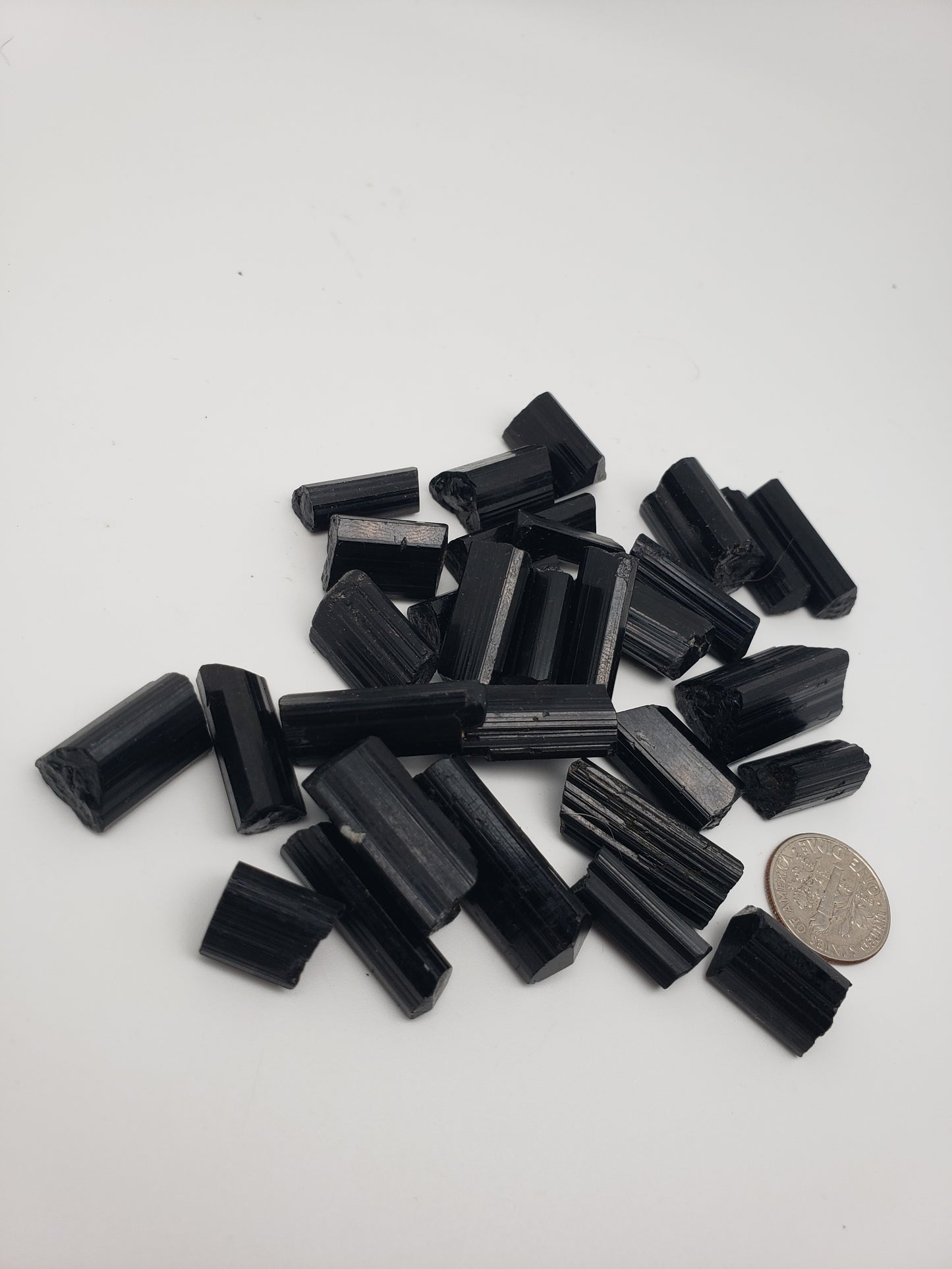 Black Tourmaline Rods - Top Luster - Natural Terminations Mixed In - Defined Striations - Jewelry Grade