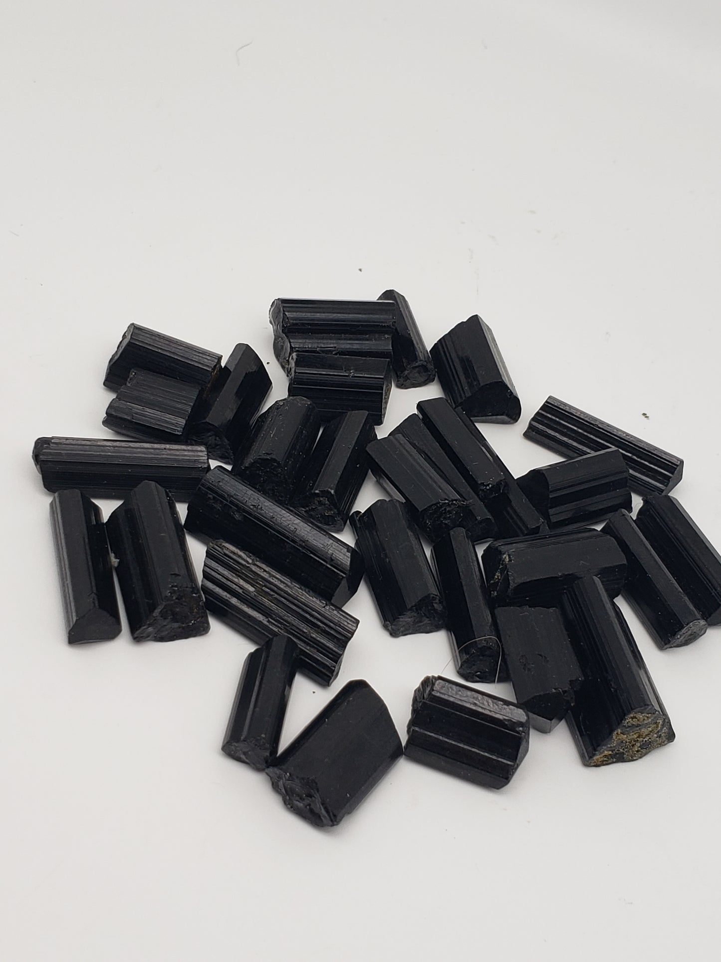 Black Tourmaline Rods - Top Luster - Natural Terminations Mixed In - Defined Striations - Jewelry Grade