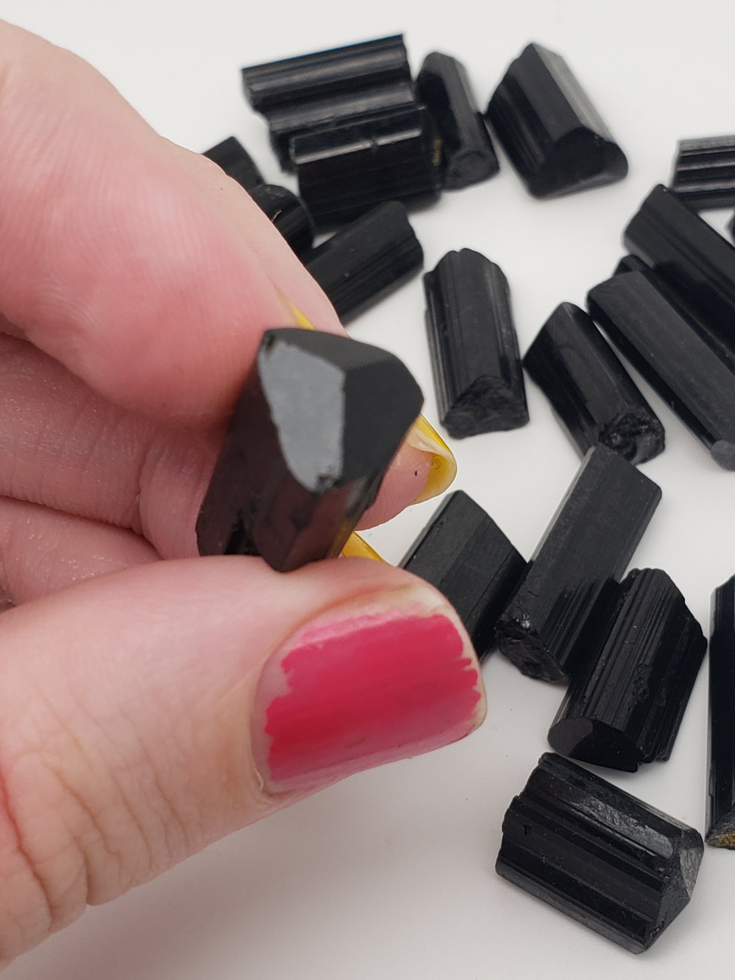 Black Tourmaline Rods - Top Luster - Natural Terminations Mixed In - Defined Striations - Jewelry Grade