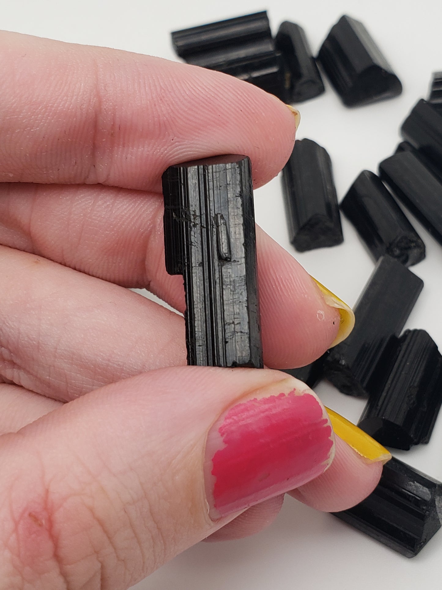 Black Tourmaline Rods - Top Luster - Natural Terminations Mixed In - Defined Striations - Jewelry Grade