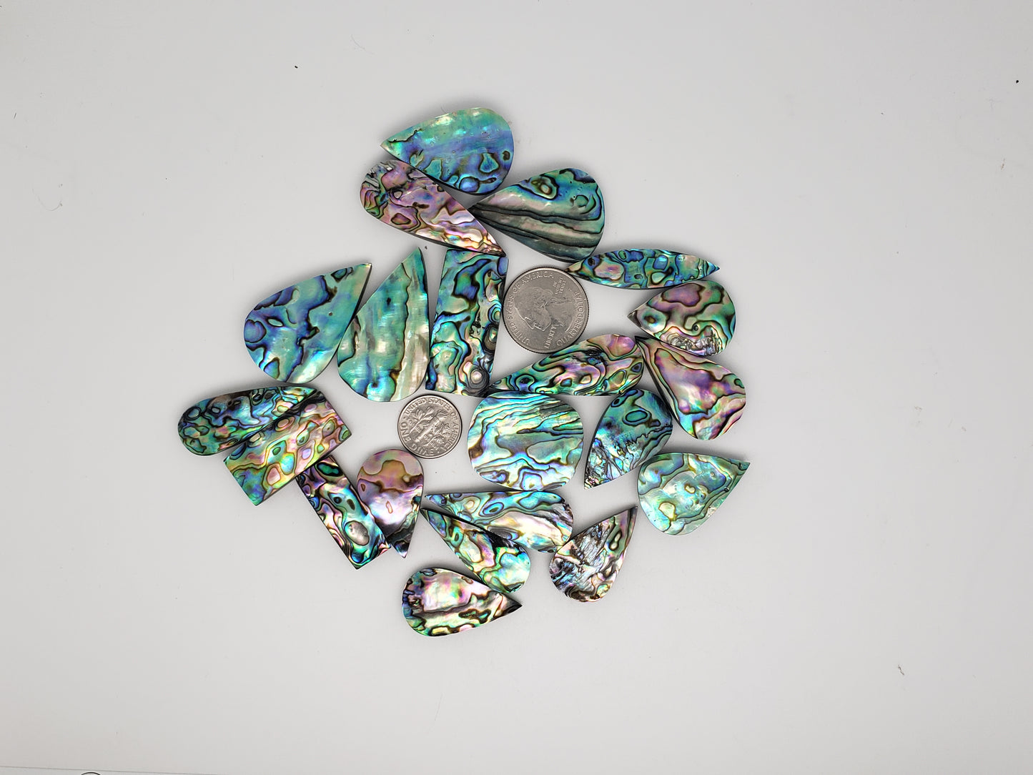 Abalone Cabochons - Pears and Rectangles - Medium Size