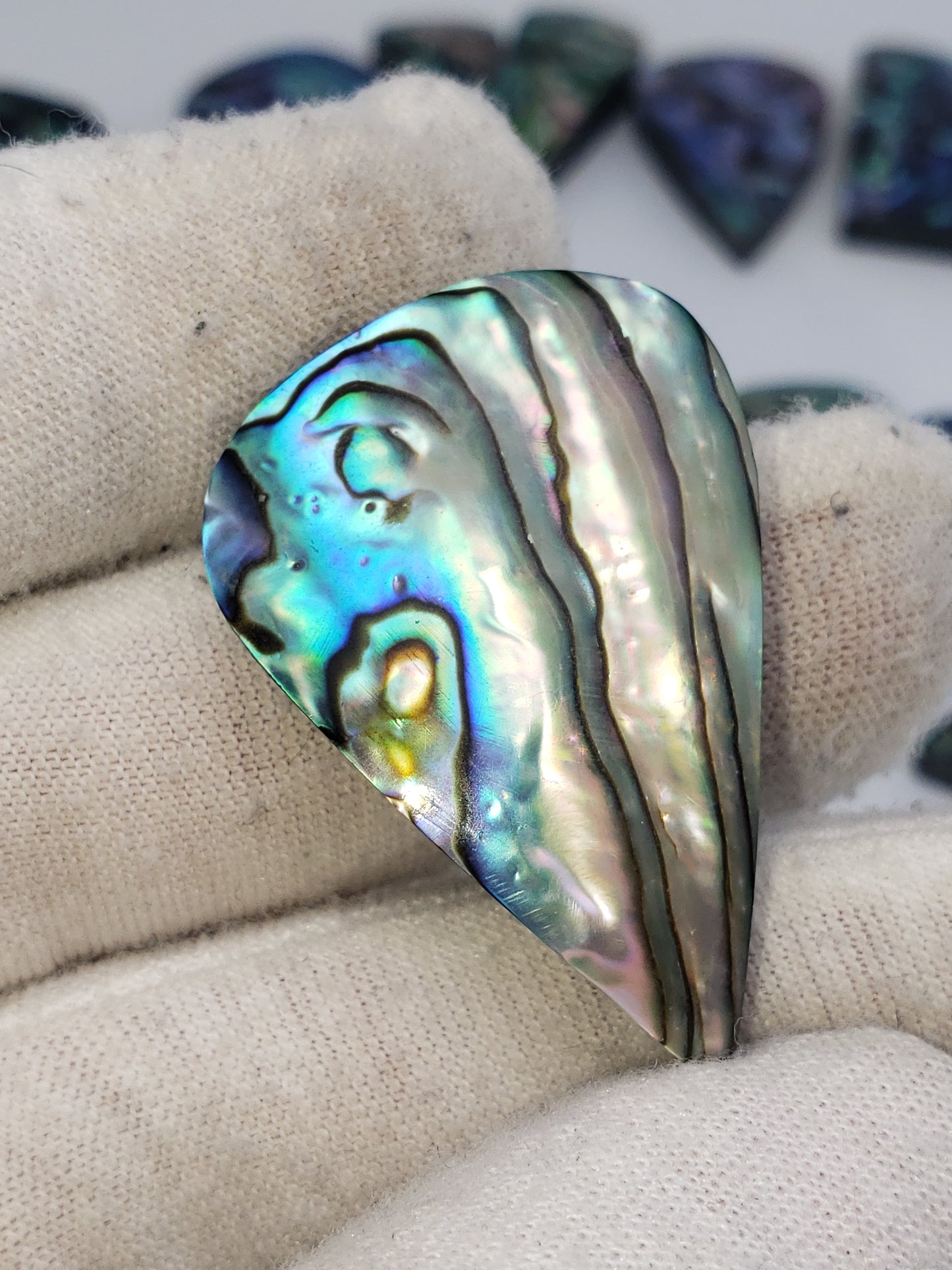 Abalone Cabochons - Pears and Rectangles - Medium Size